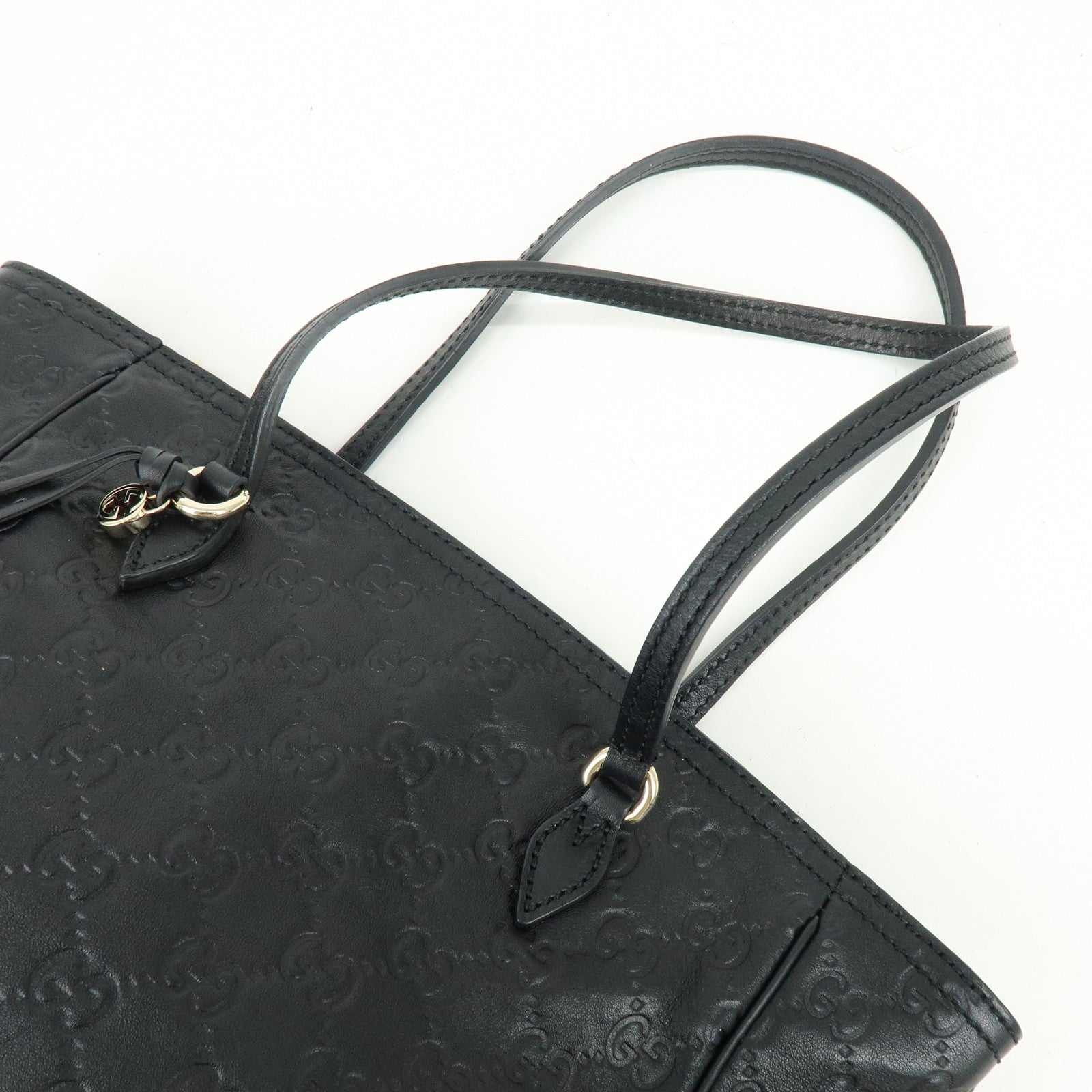 GUCCI Interlocking G Micro Guccissima Leather Hand Bag Black 353119