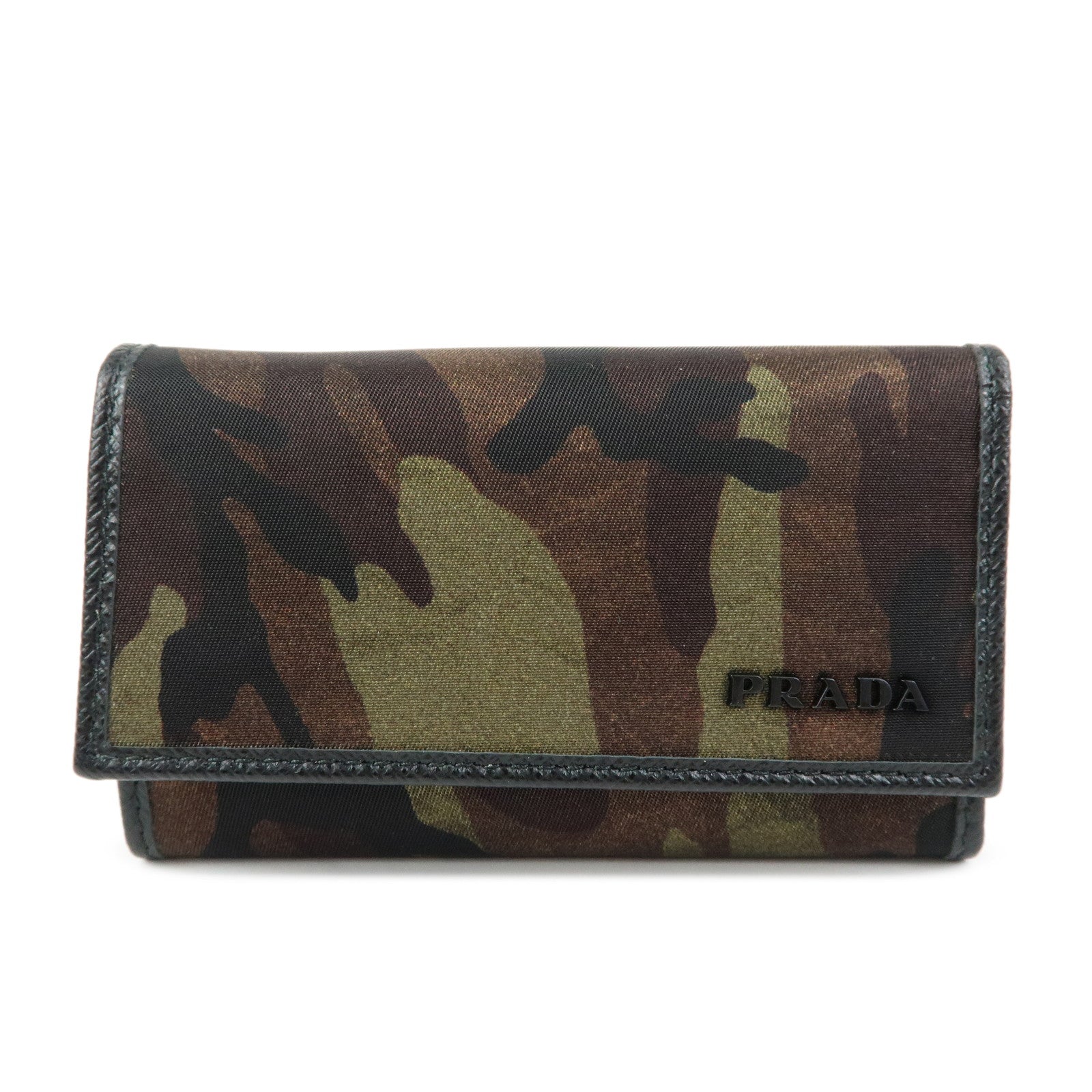 PRADA Nylon Leather 6 Ring Key Case Green Black 1PG222