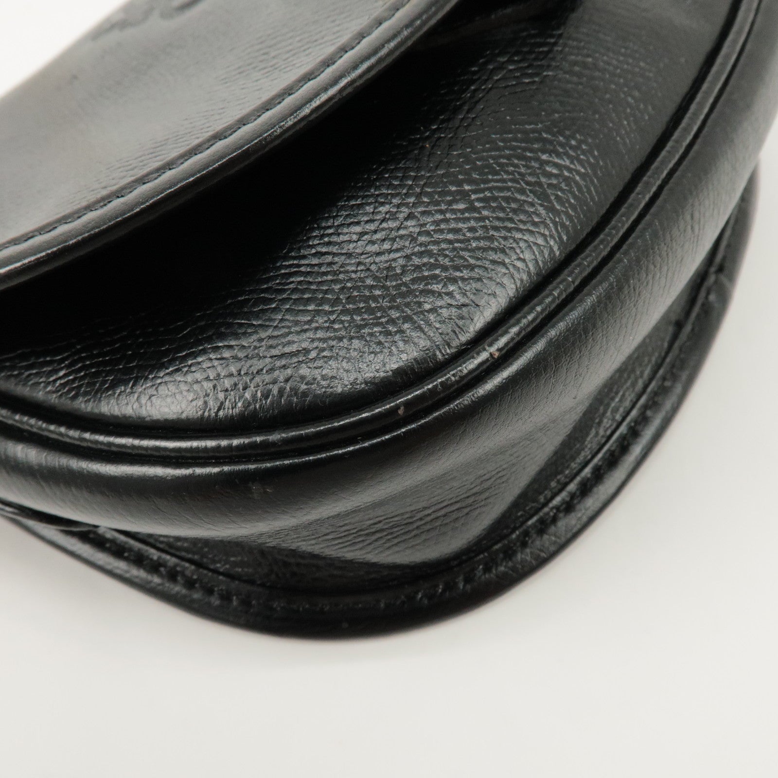 LOEWE Anagram Leather Shoulder bag Black Gold Hardware Used