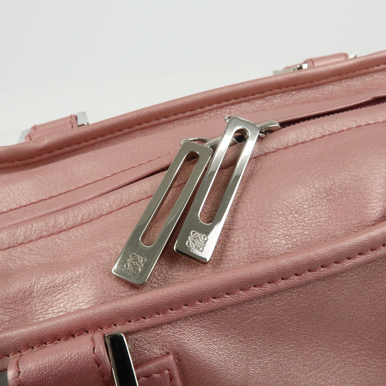 LOEWE Anagram Amazona 28 Leather Hand Bag Metallic Pink