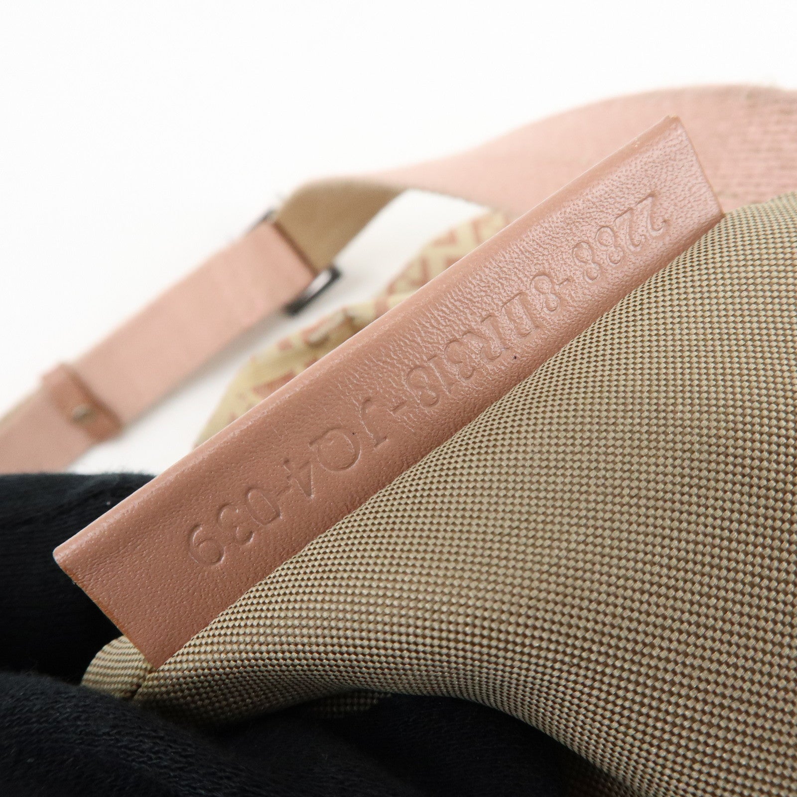 FENDI Zucchino Canvas Leather Shoulder Bag Beige Pink 8BR318