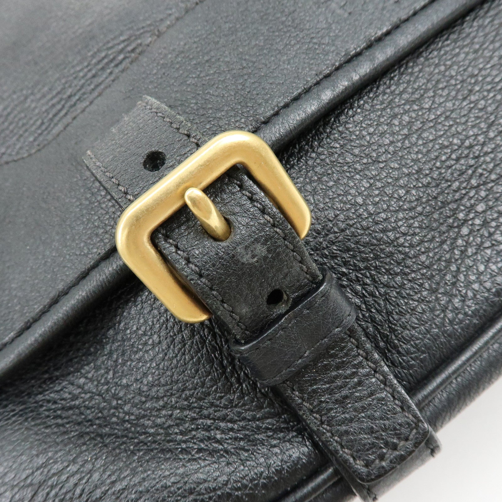 PRADA Logo Leather Shoulder Bag Crossbody Bag Black VA0638