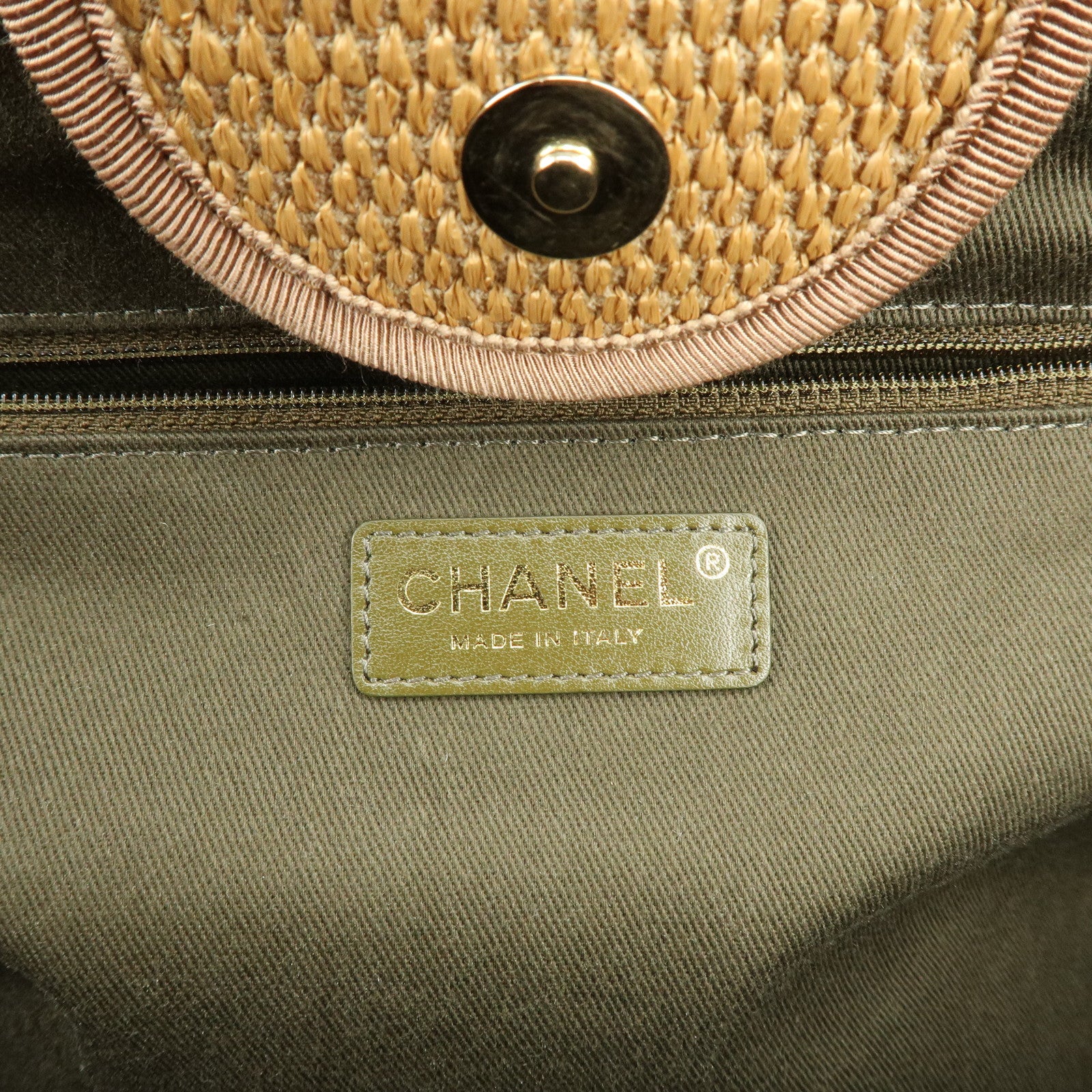 CHANEL Deauville Raffia Leather 2Way Tote Bag Shoulder Bag Beige