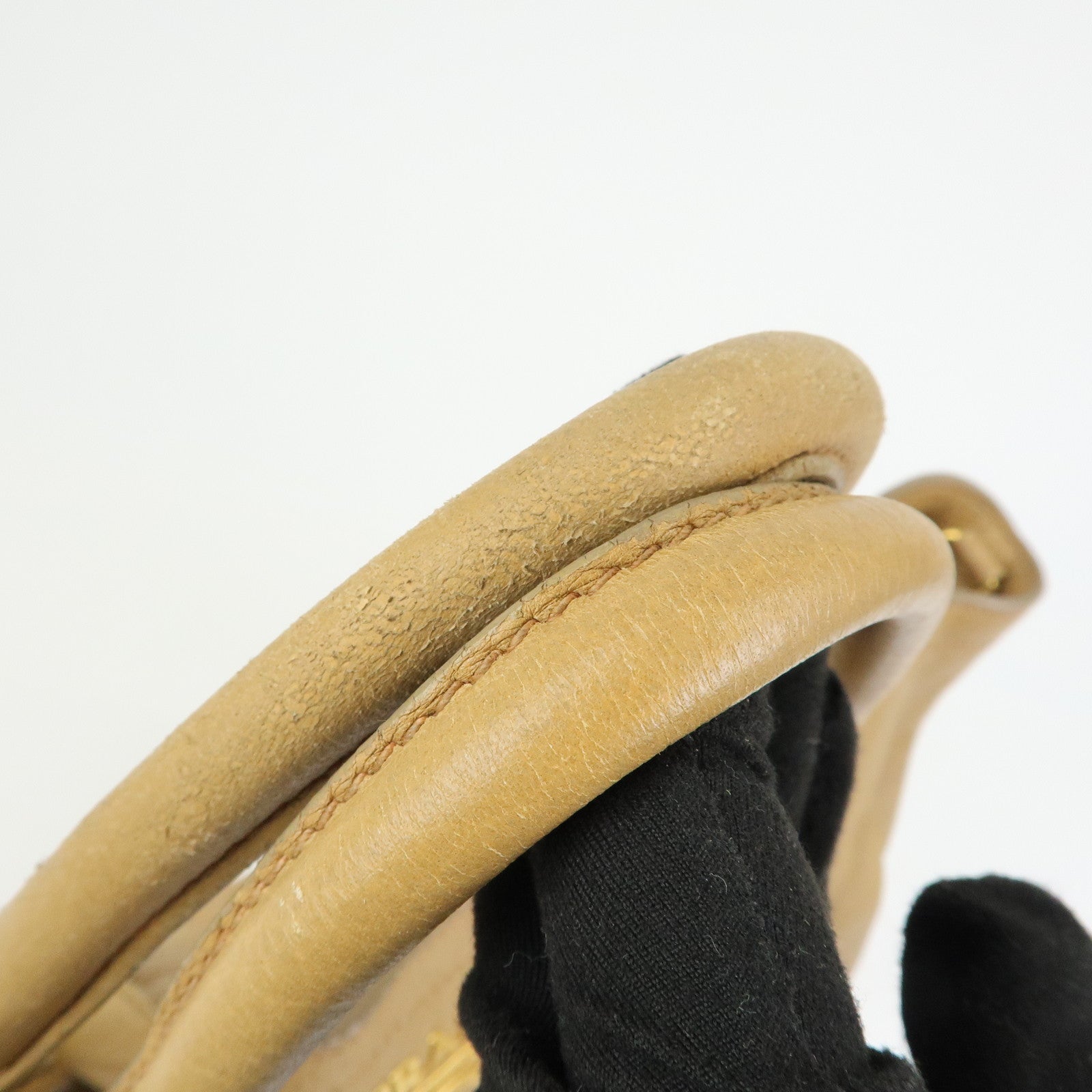 PRADA Calf Leather 2Way Bag Hand Bag Shoulder Bag Beige