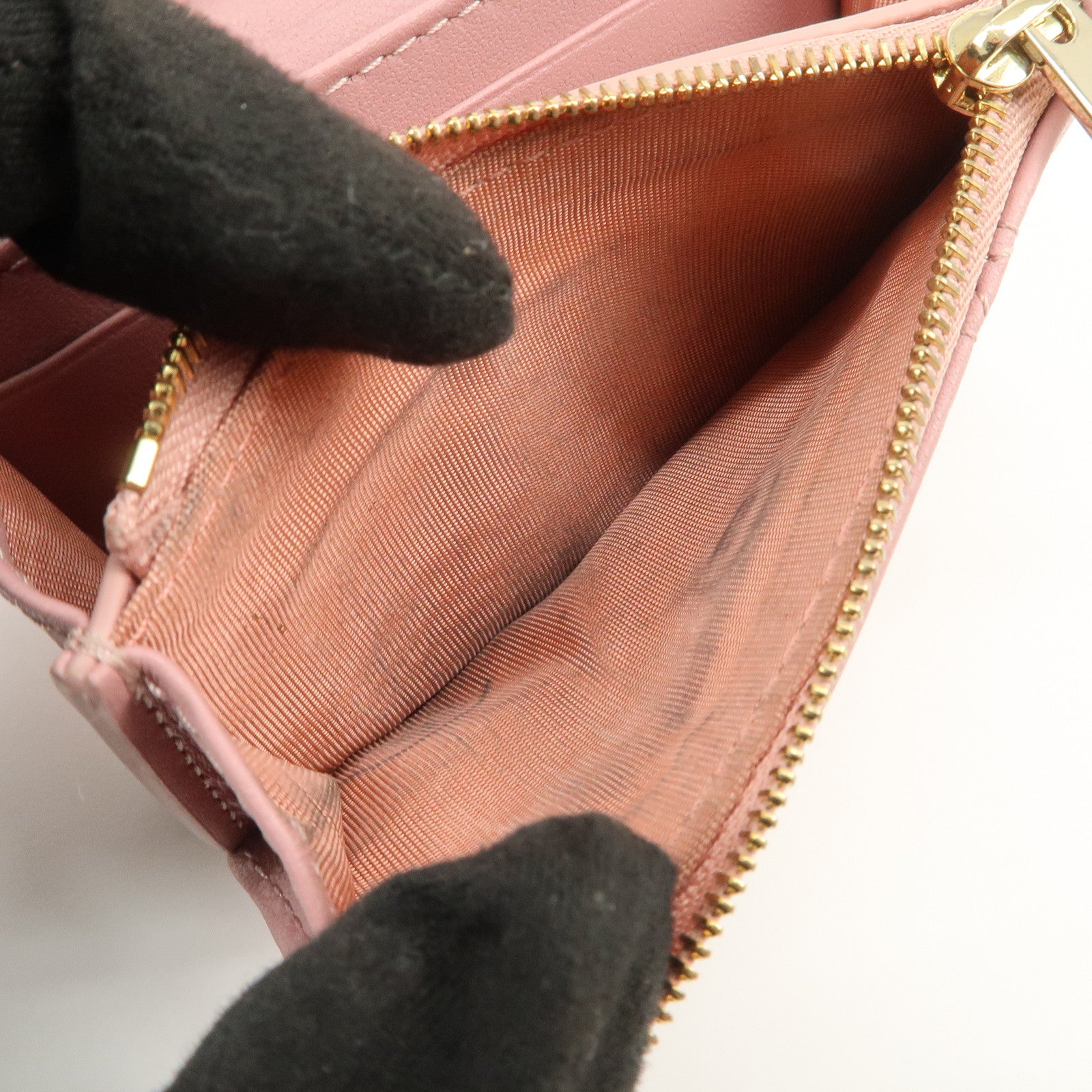 Christian Dior Canage Leather Bi-fold Compact Wallet Pink