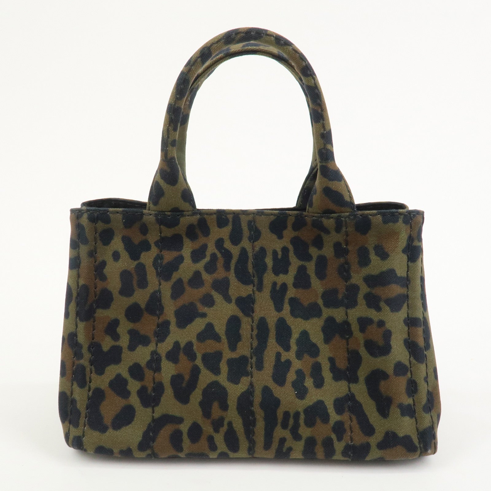 PRADA Triangle Logo Canapa Mini Canvas 2Way Bag Leopard 1BG439