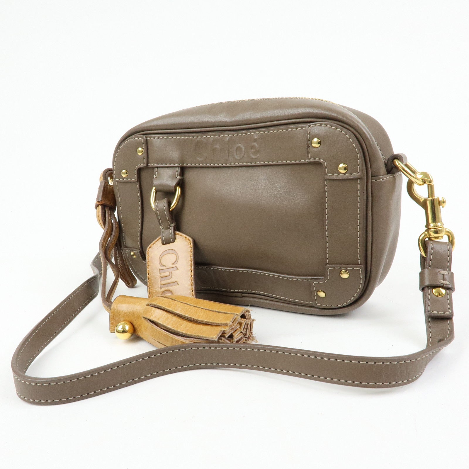 Chloe Eden Leather Tassel Shoulder Bag Crossbody Bag Brown