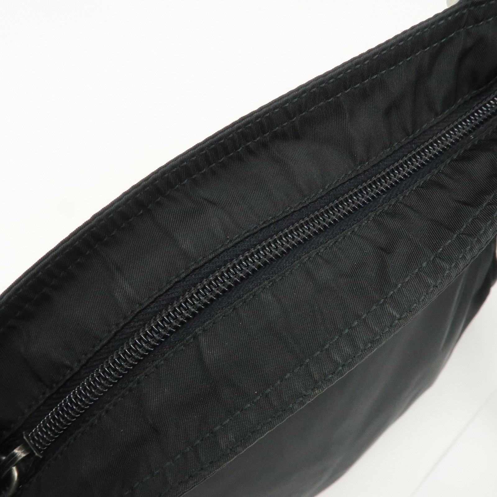 PRADA Triangle Logo Nylon Leather Shoulder Bag Crossbody Bag Black