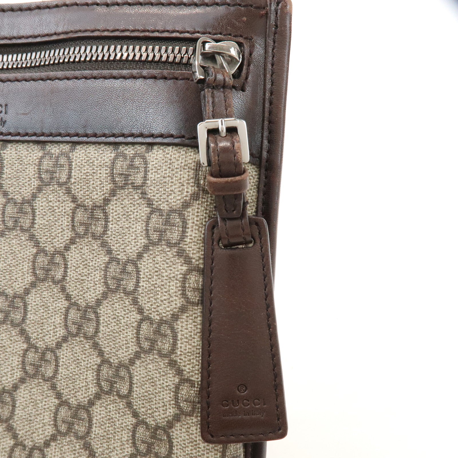 GUCCI GG Supreme PVC Leather Shoulder Crossbody Bag Brown 92562