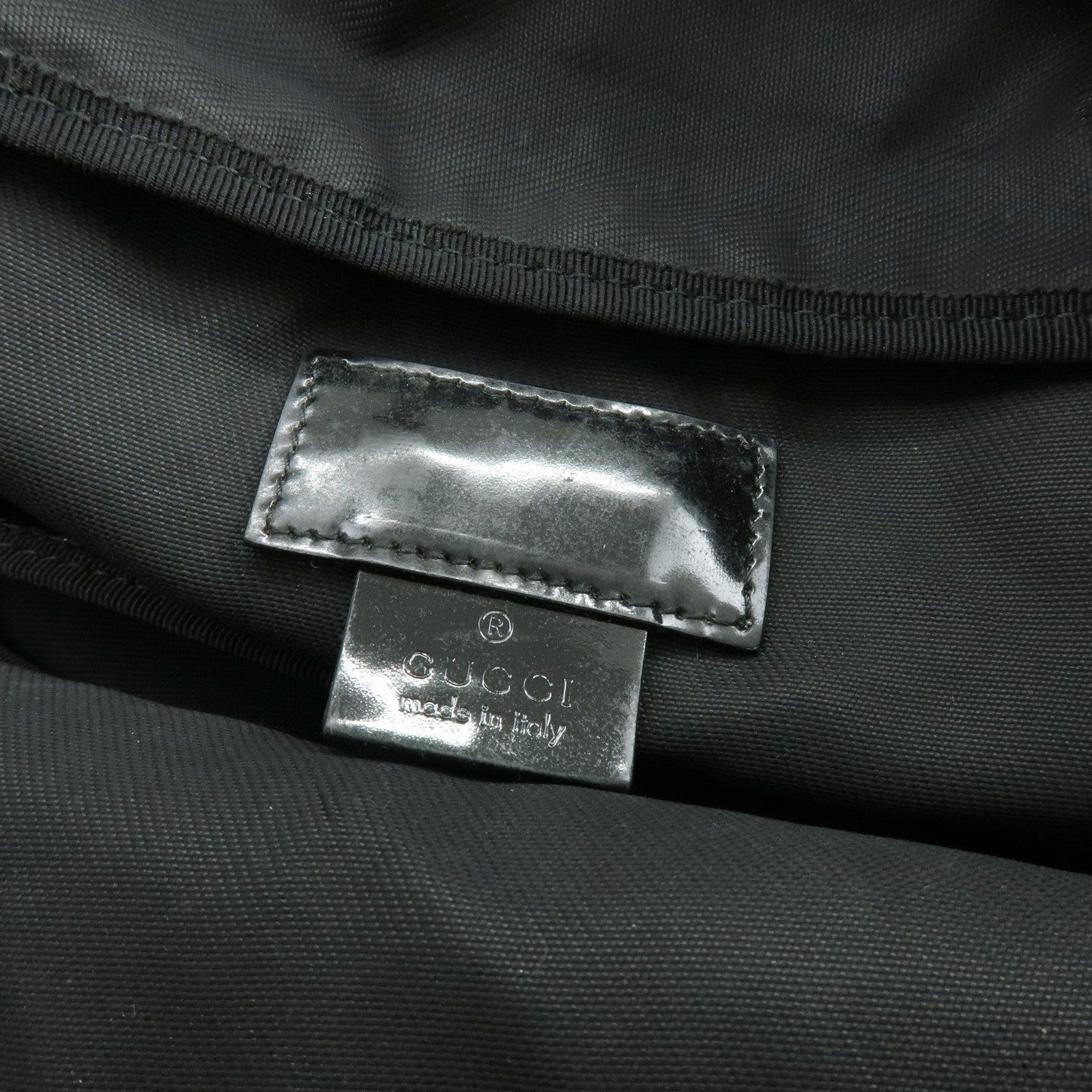 GUCCI Nylon Leather Boston Bag Shoulder Bag Black 012・0389・002058