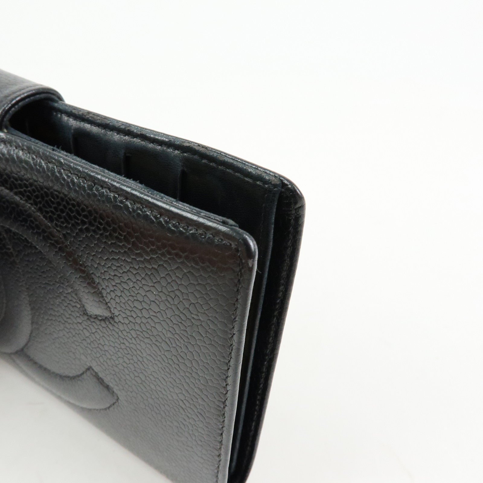 CHANEL COCO Mark Caviarskin Long Wallet Black