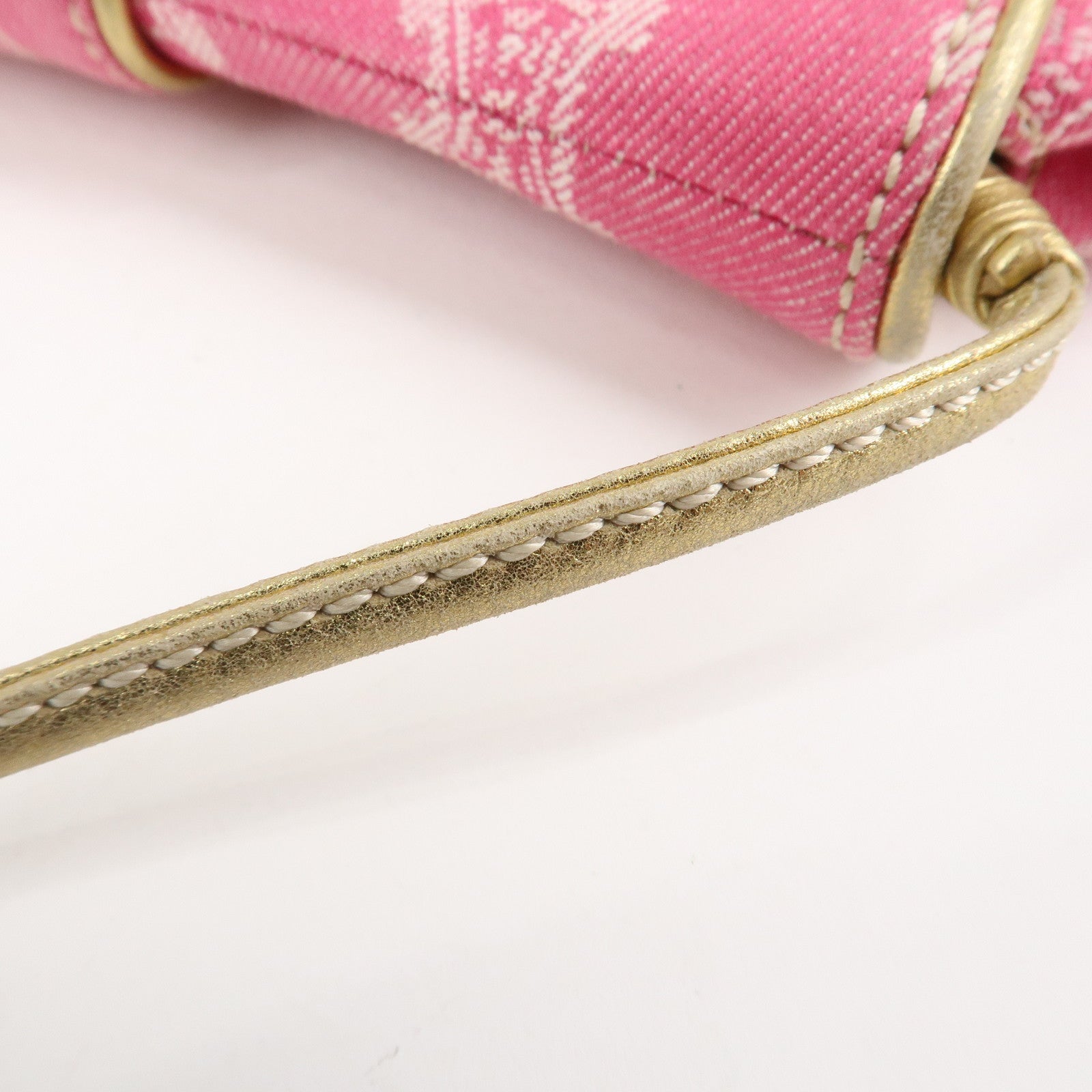 CELINE Triomphe Leather Canvas Shoulder Bag Hand Bag Pink Gold