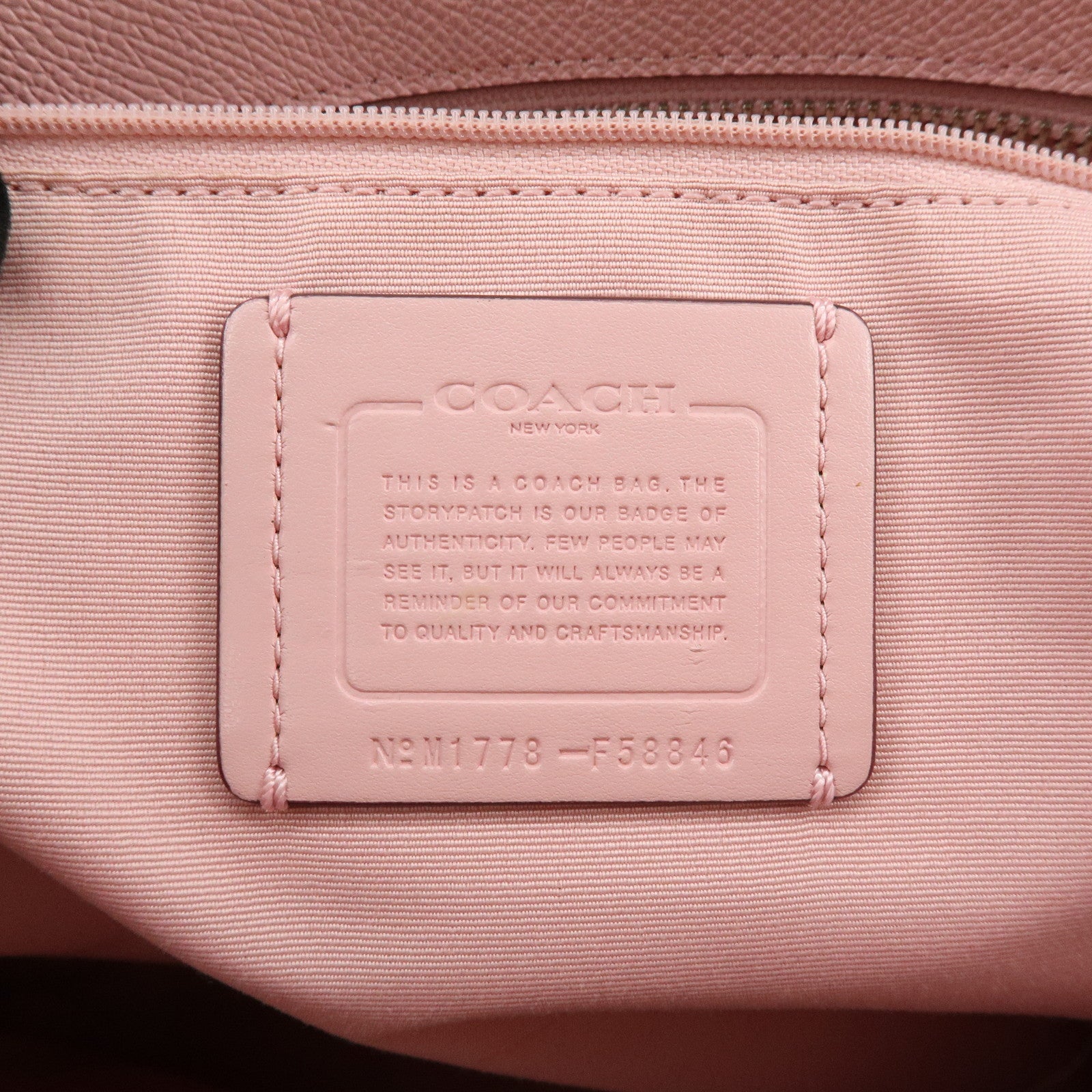 COACH Leather Tote Bag Shoulder Bag Pink F58846
