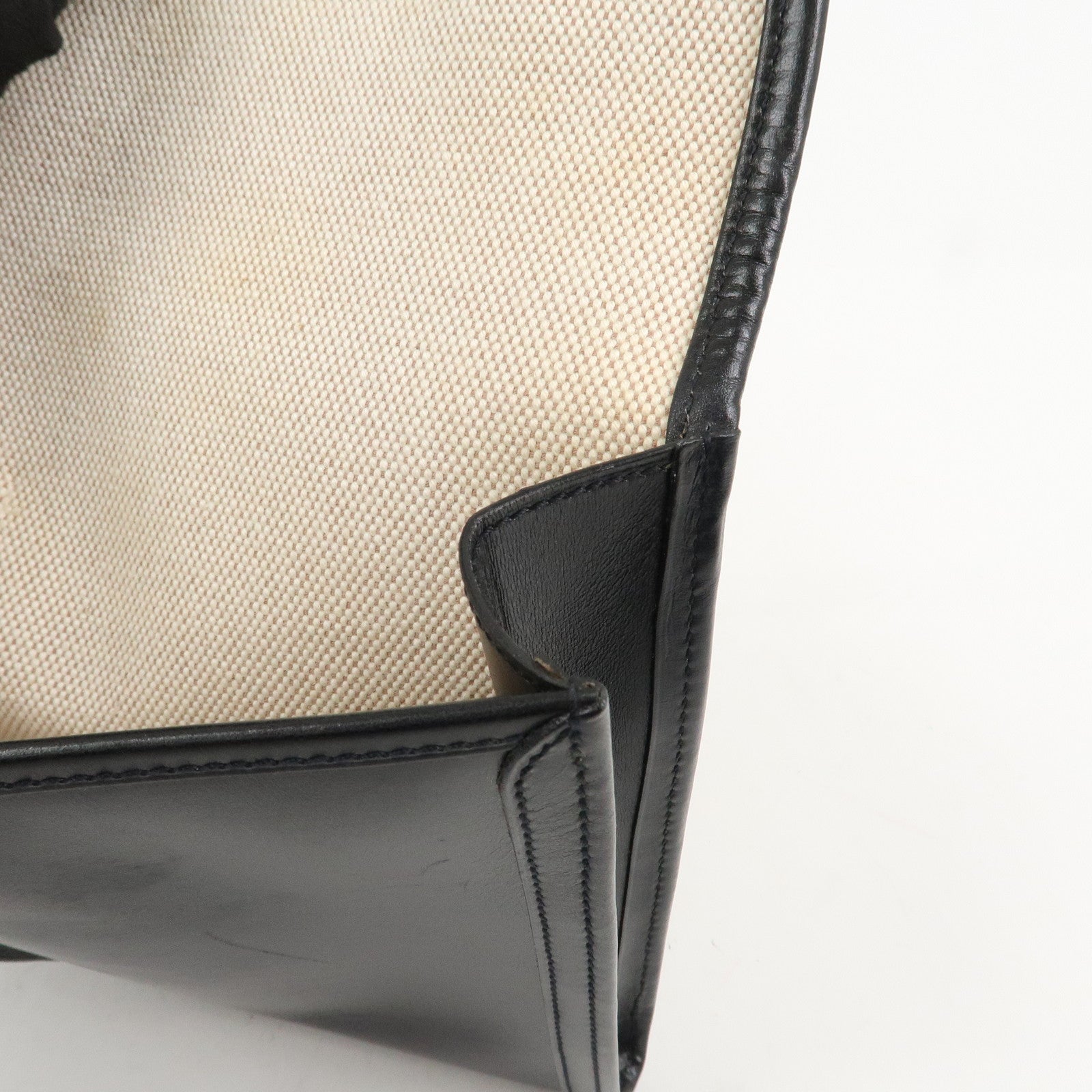 HERMES Box Calf Leather Jige PM Clutch Bag Black