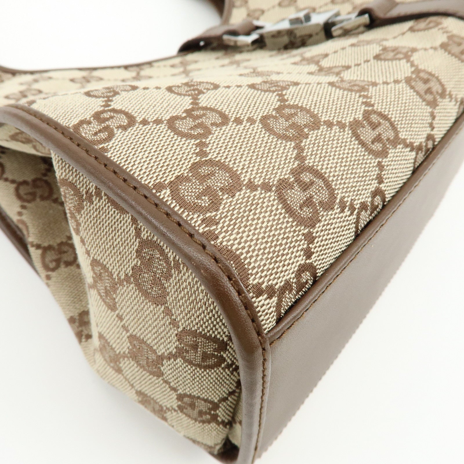 GUCCI Jackie GG Canvas Leather Shoulder Bag Hand Bag Brown 002.1067