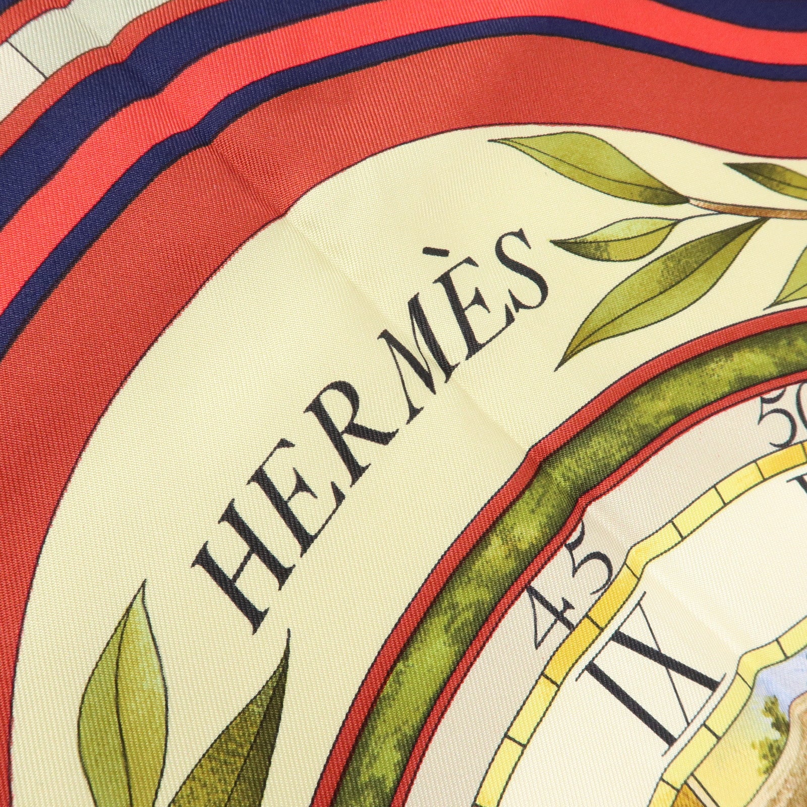 HERMES Carre90 Silk100% armi les fleurs je compte les heures Scarf