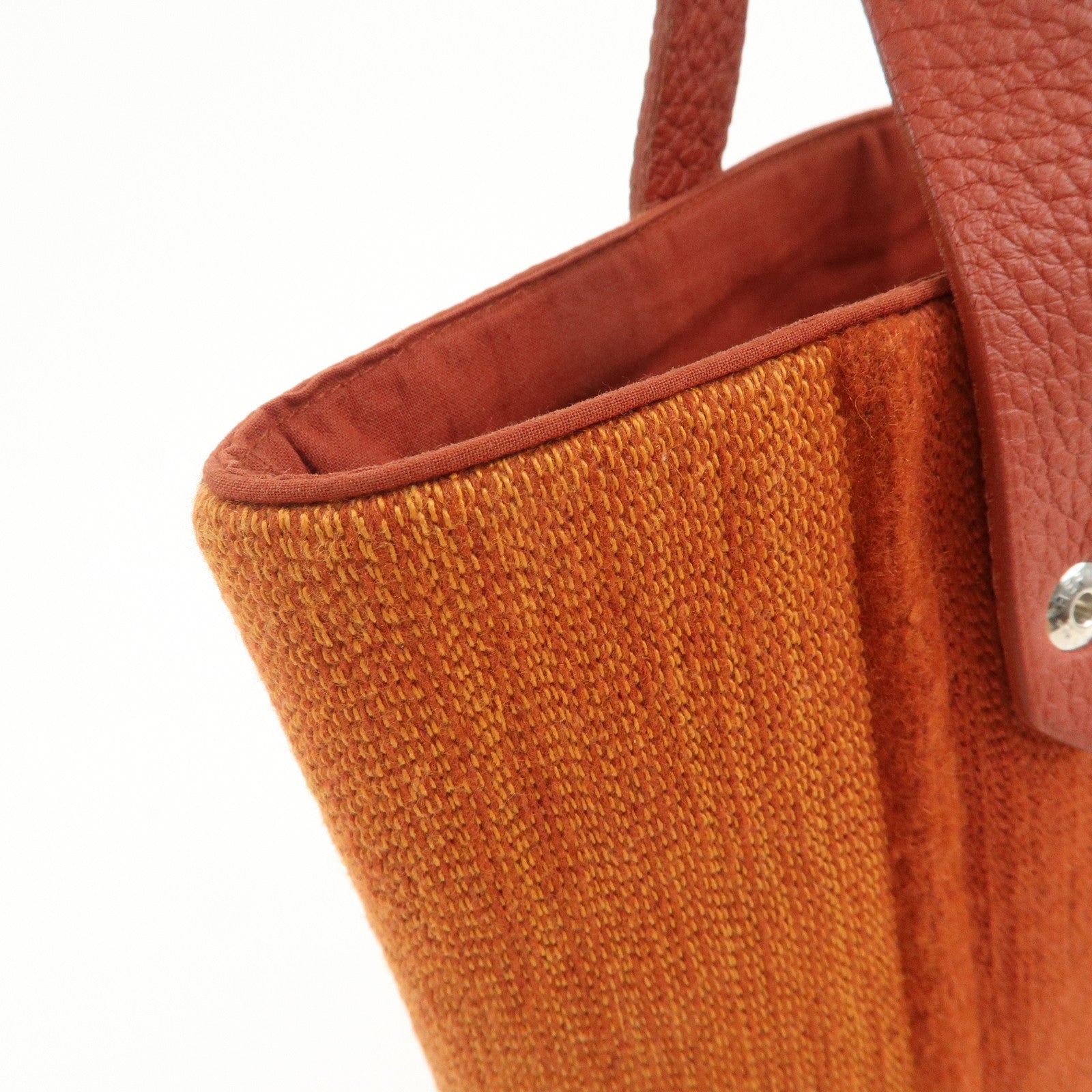 HERMES Amedaba PM Wool Canvas Leather Mini Tote Hand Bag Orange