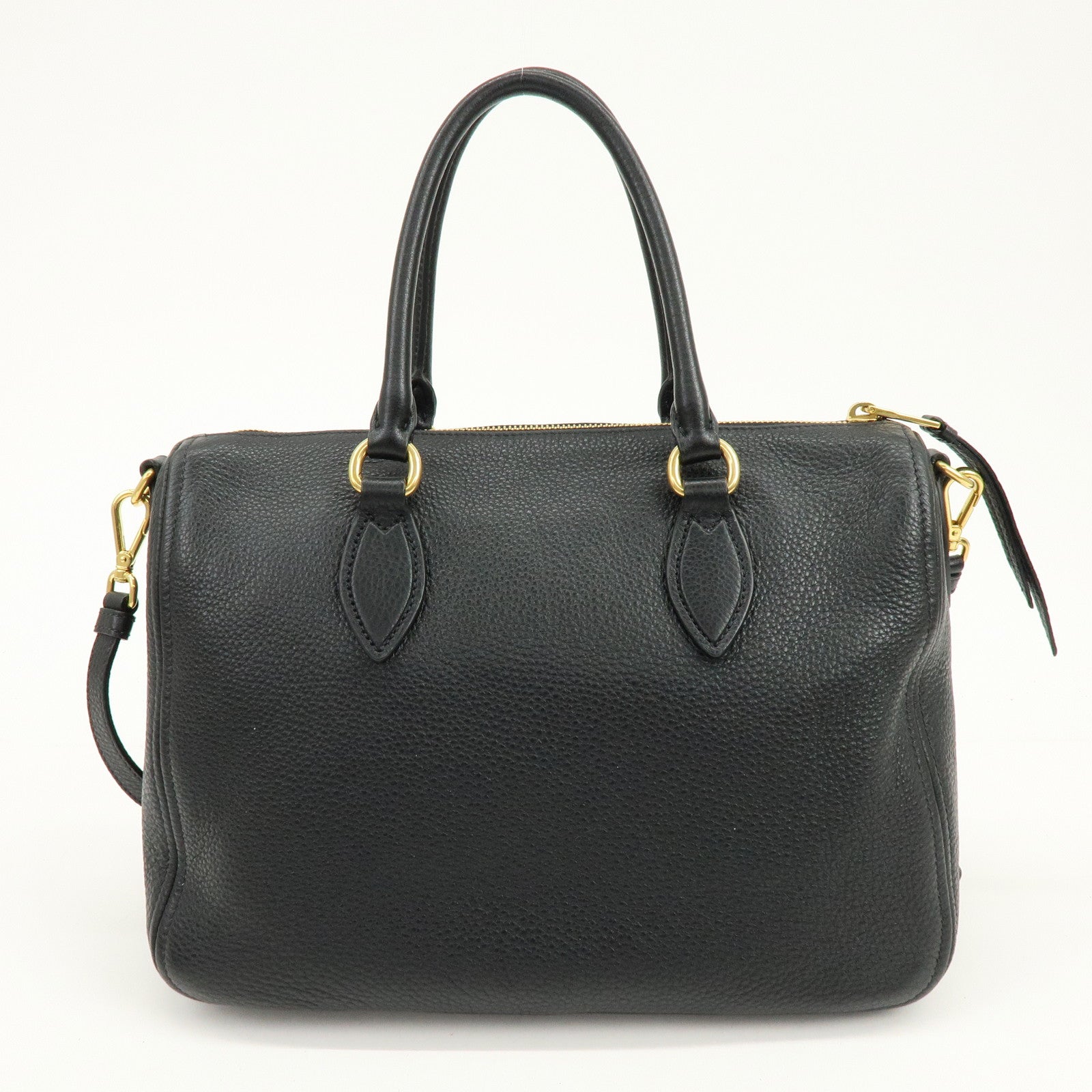 PRADA Leather 2Way Bag Hand Bag Shoulder Bag Black 1BB023
