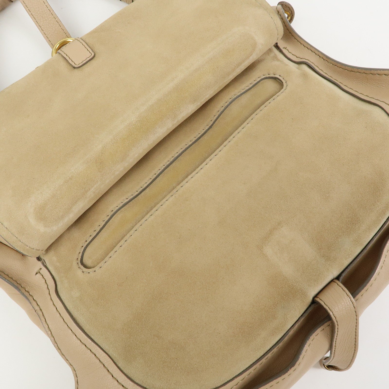 Chloe Marcie Leather 2Way Bag Shoulder Bag Hand Bag Beige