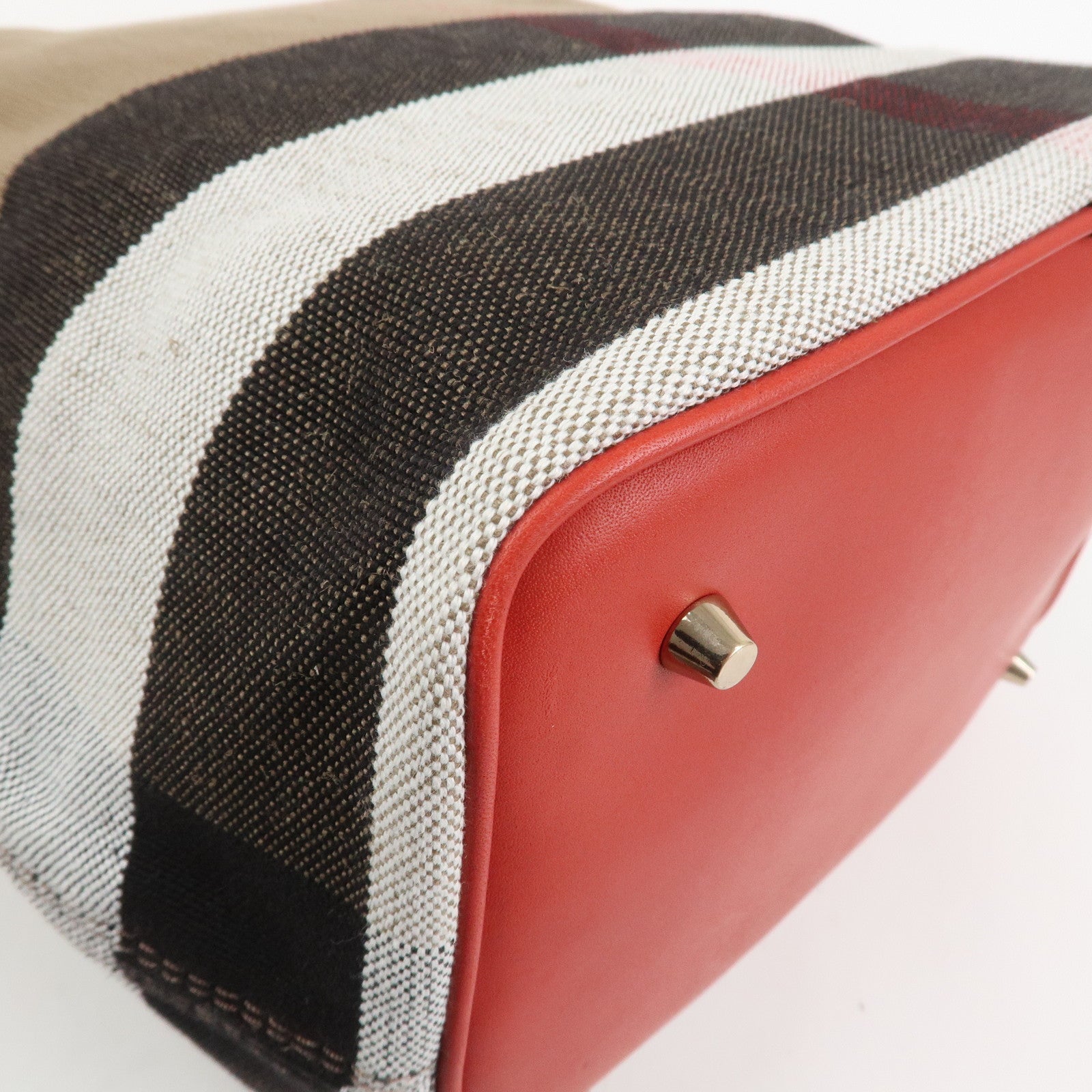 Burberry Ashby Canvas Leather 2Way Bag Shoulder Bag Brown Red