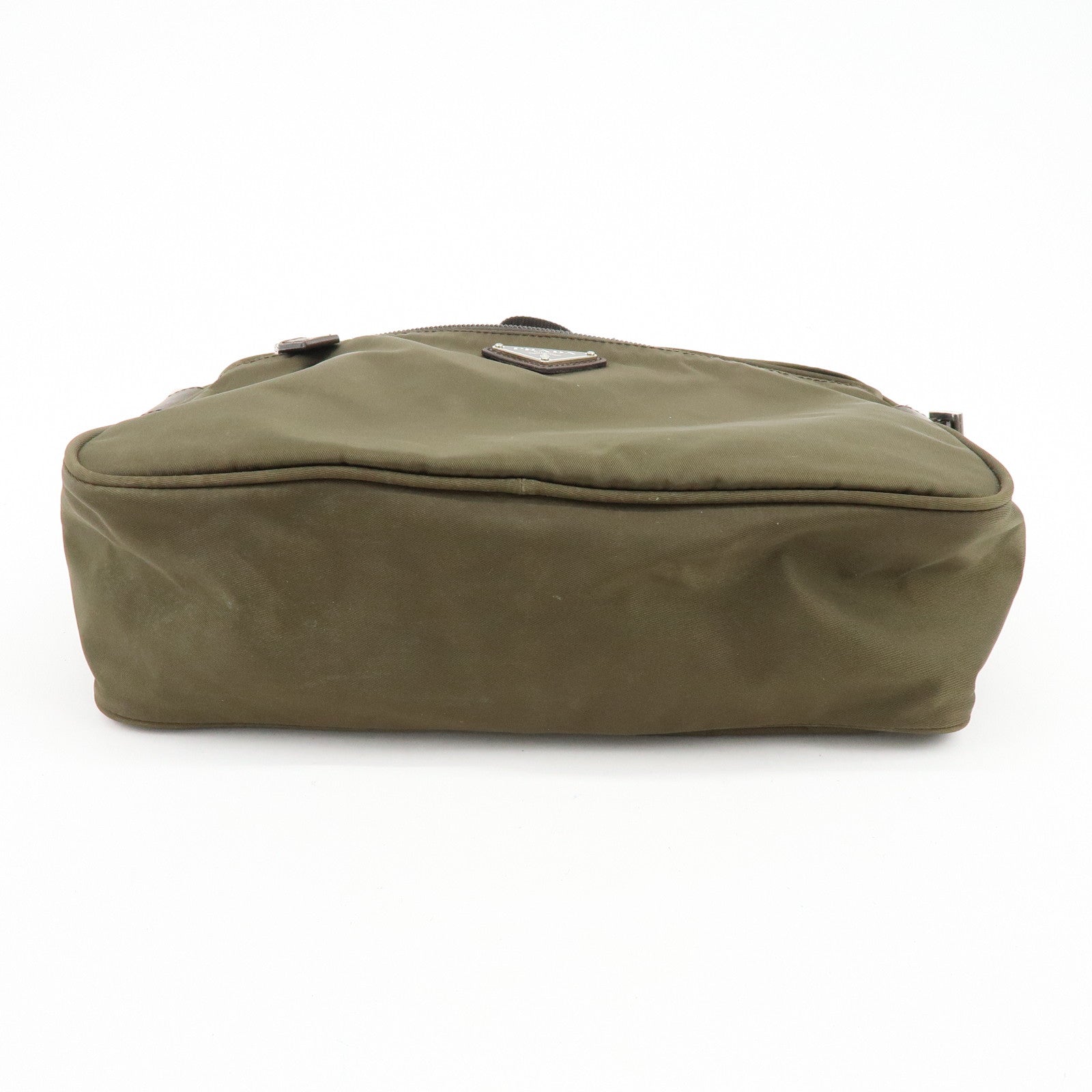 PRADA Triangle Logo Nylon Shoulder Crossbody Bag Khaki Brown BT0166