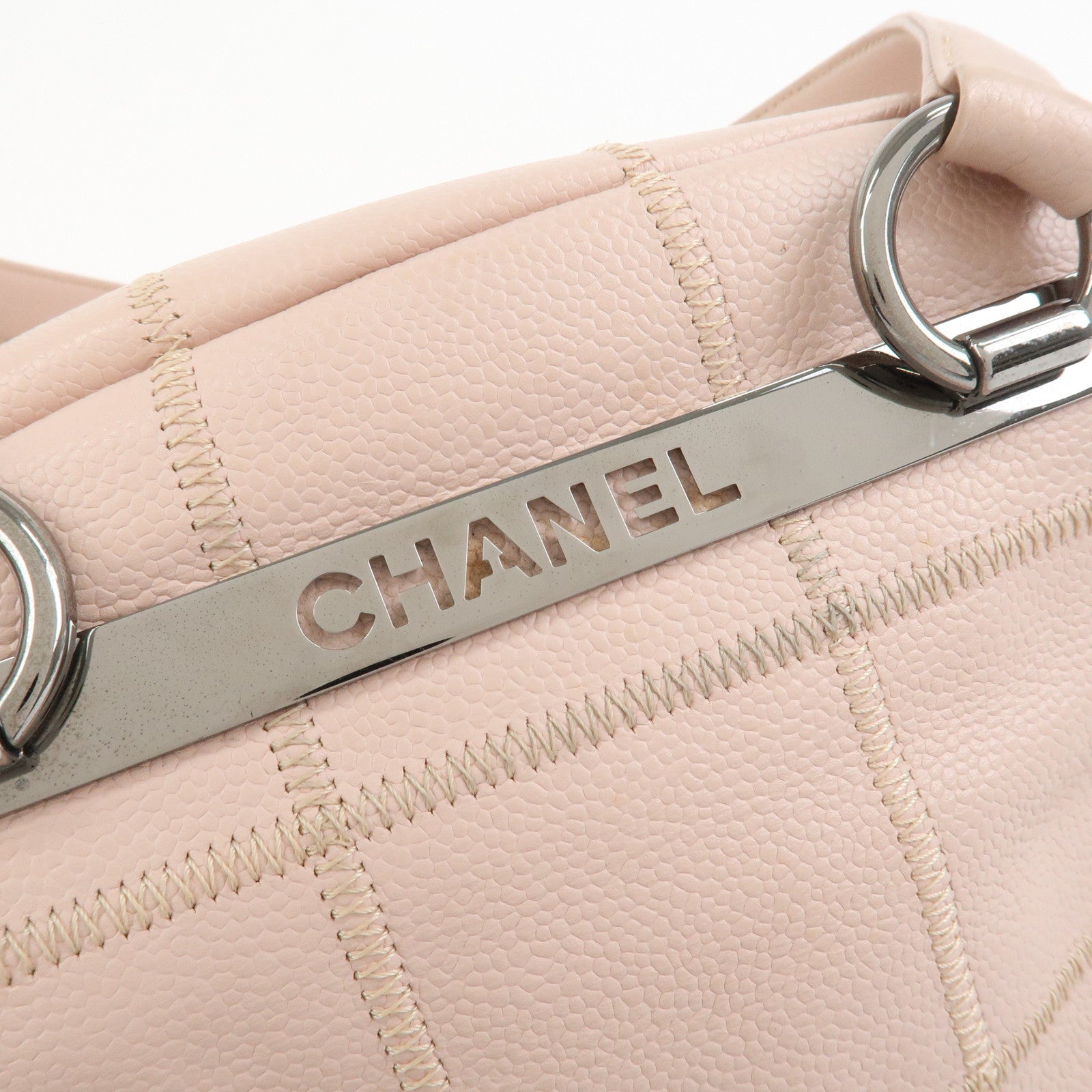 CHANEL Chocolate Bar COCO Mark Caviarskin Mini Boston Bag A26134