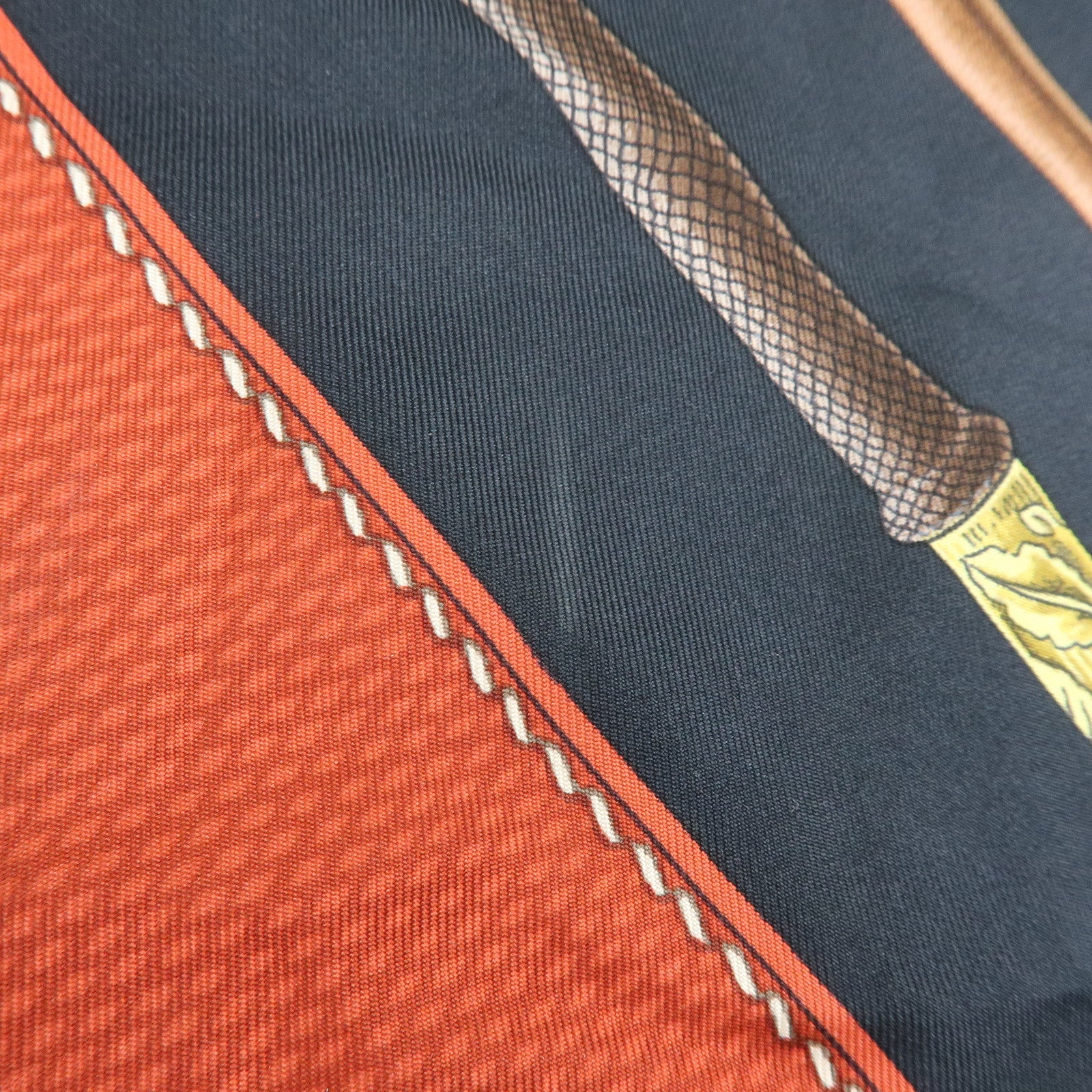 HERMES Carre 90 Silk 100% Scarf CANNES ET POMMEAUX Stick Black