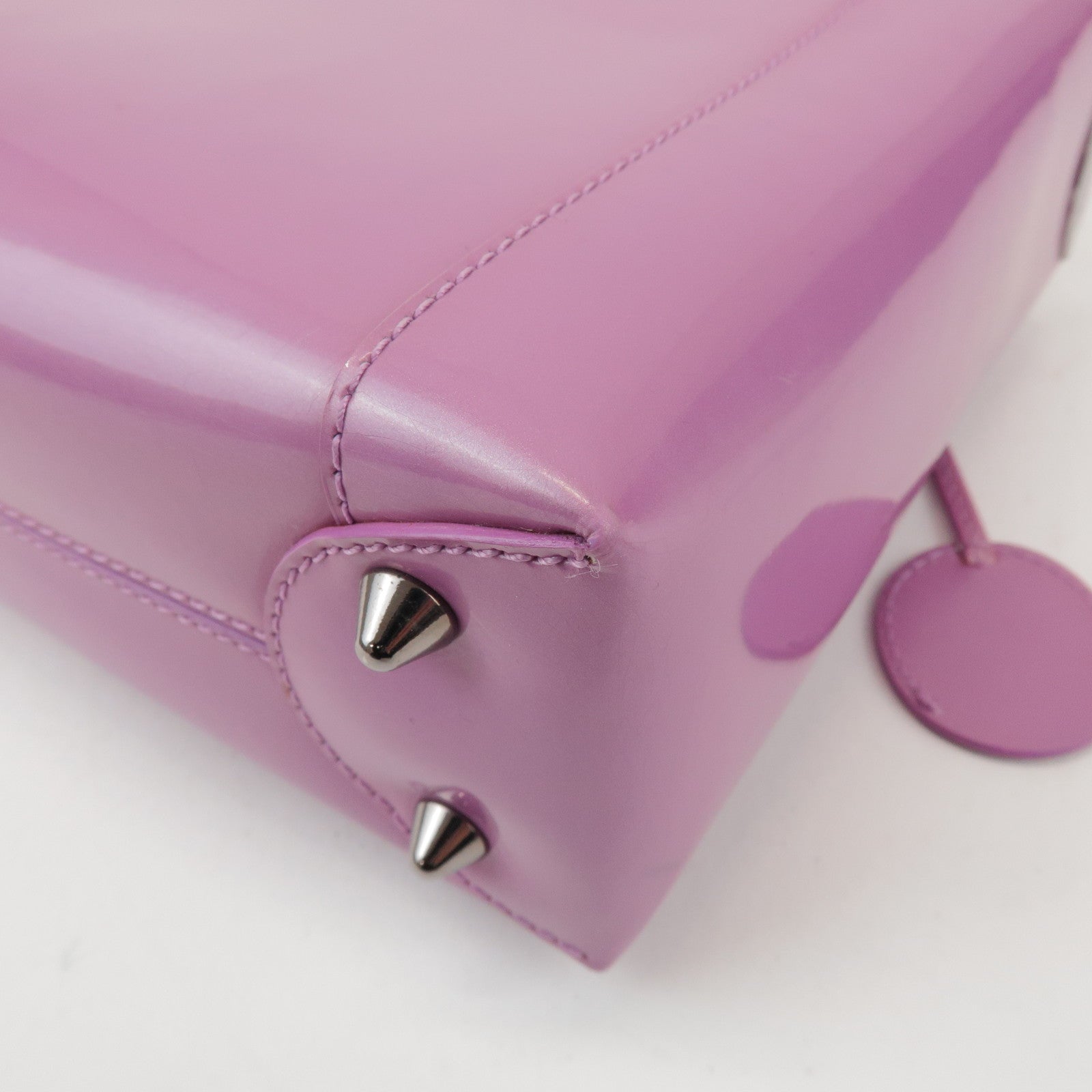 Christian Dior Maris Pearl Patent Leather Hand Bag Purple