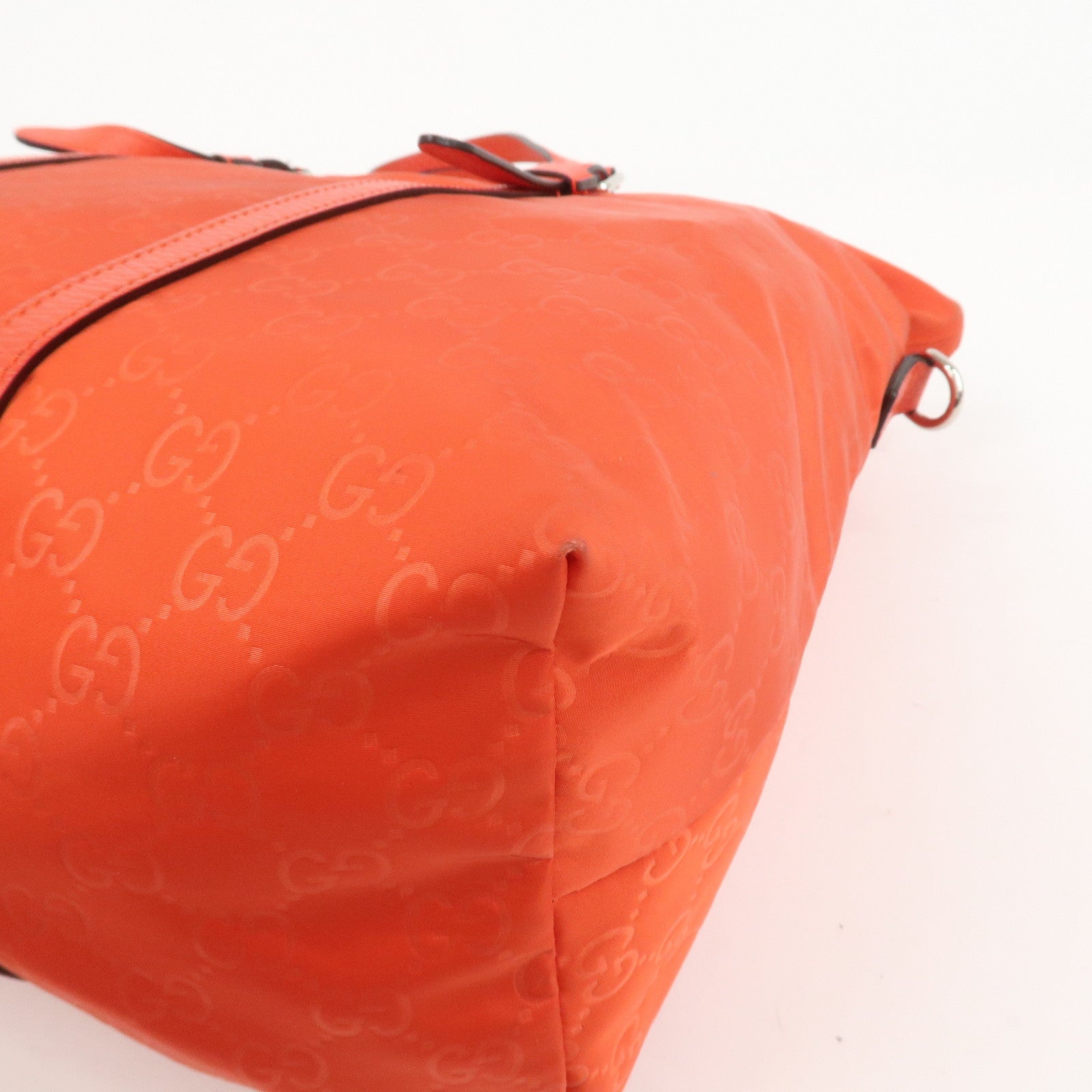 GUCCI GG Nylon Leather 2WAY Bag Hand Bag Shoulder Bag Red 387067