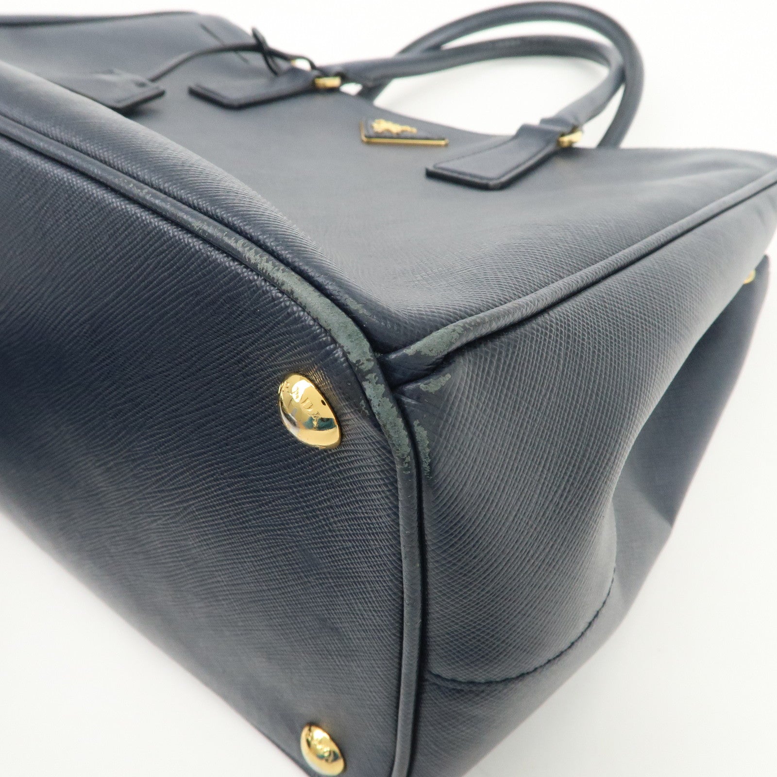 PRADA Galleria Saffiano Leather 2Way Bag Hand Bag Navy BN2274