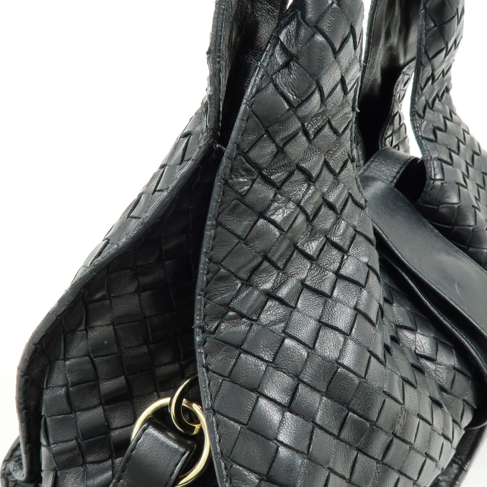 BOTTEGA VENETA  Intrecciato Leather Hand Bag Black 113087