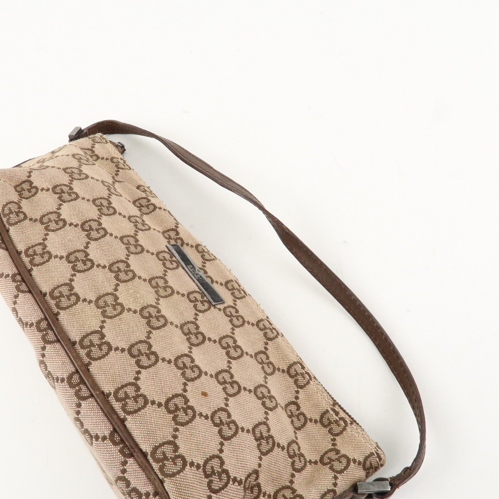 GUCCI GG Canvas Leather Canvas Accessory Pouch 039.1103.2123 Used