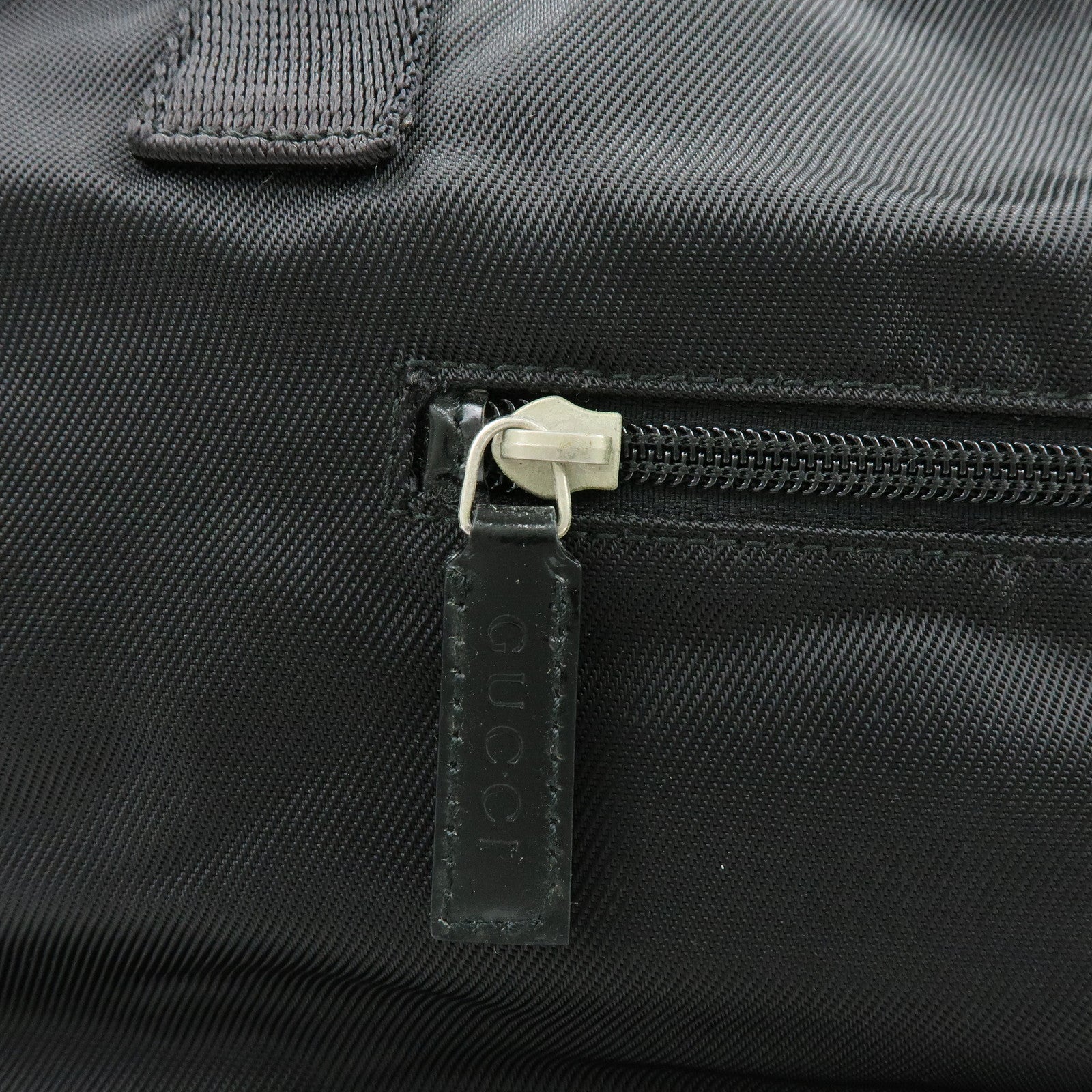 GUCCI Nylon Leather Boston Bag Shoulder Bag Black 012・0389・002058