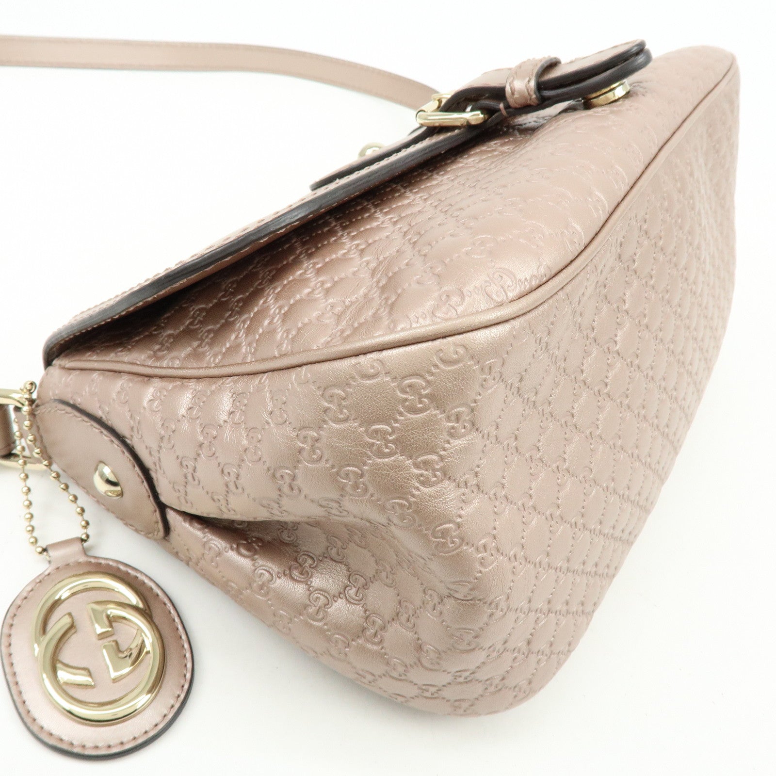 GUCCI Microguccissima Leather Shoulder Bag Metallic Pink 308452