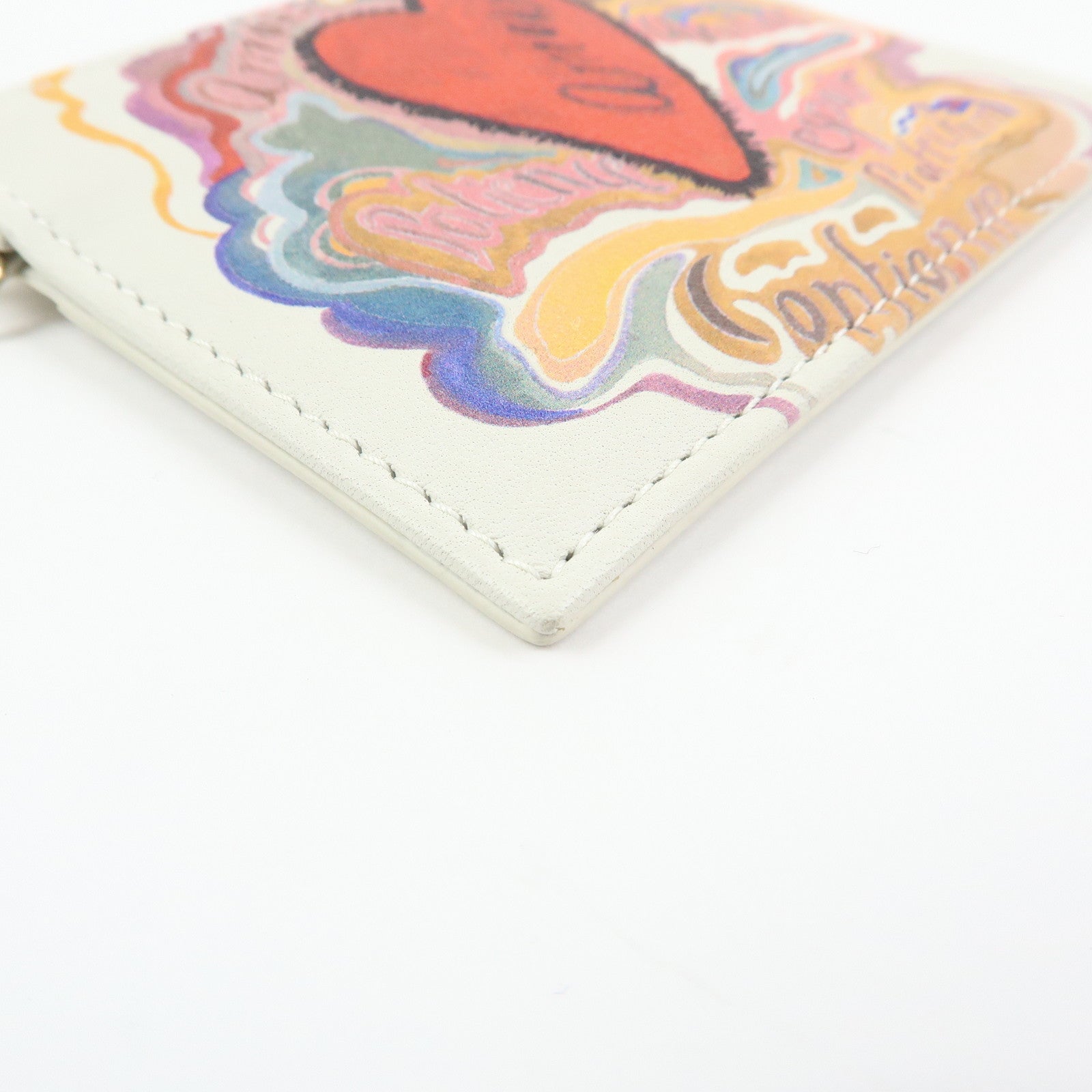 Christian Dior Lady Dior Amore Valentine Leather Card Case Ivory