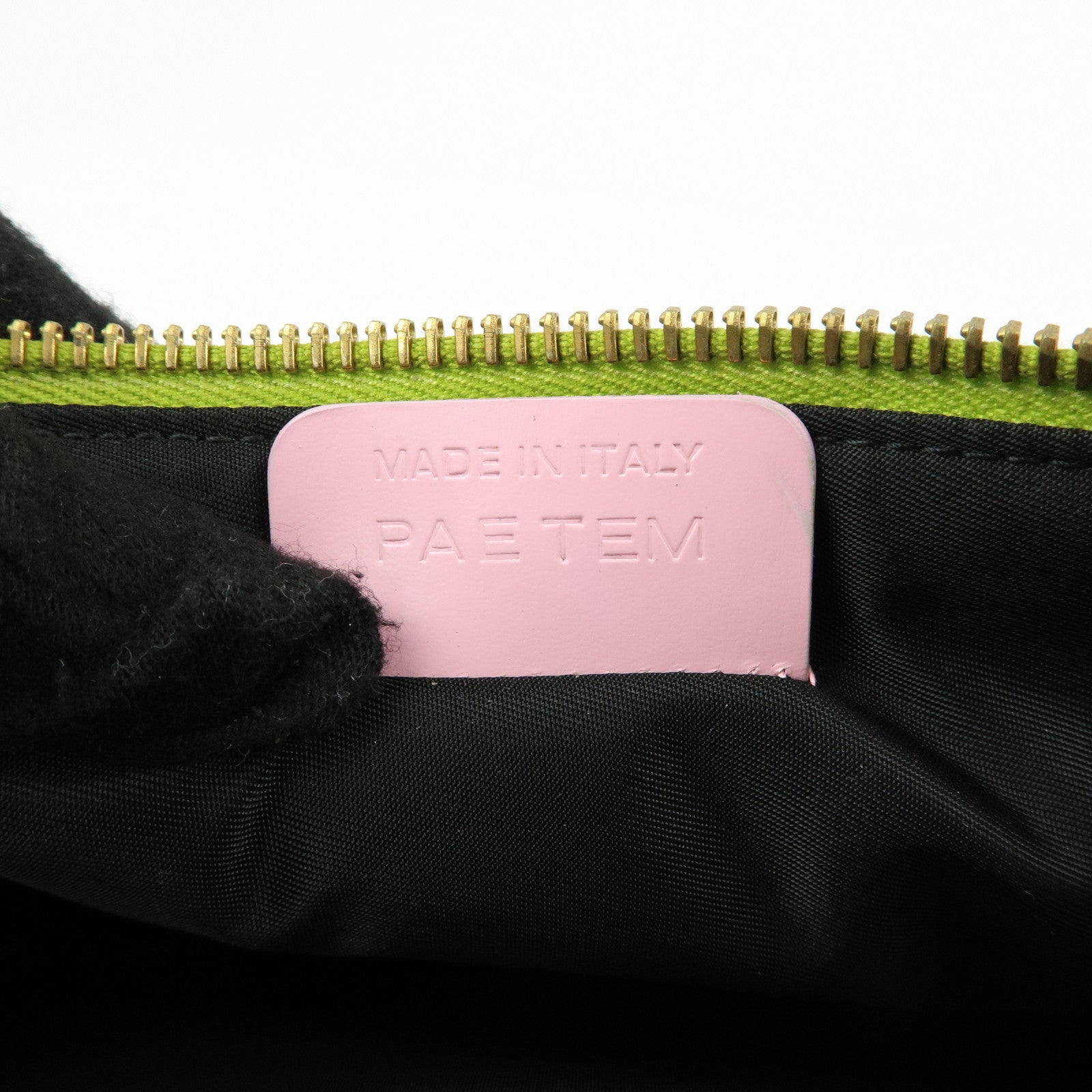 BVLGARI Nylon Leather Shoulder Bag Hand Bag Light Pink Light Green