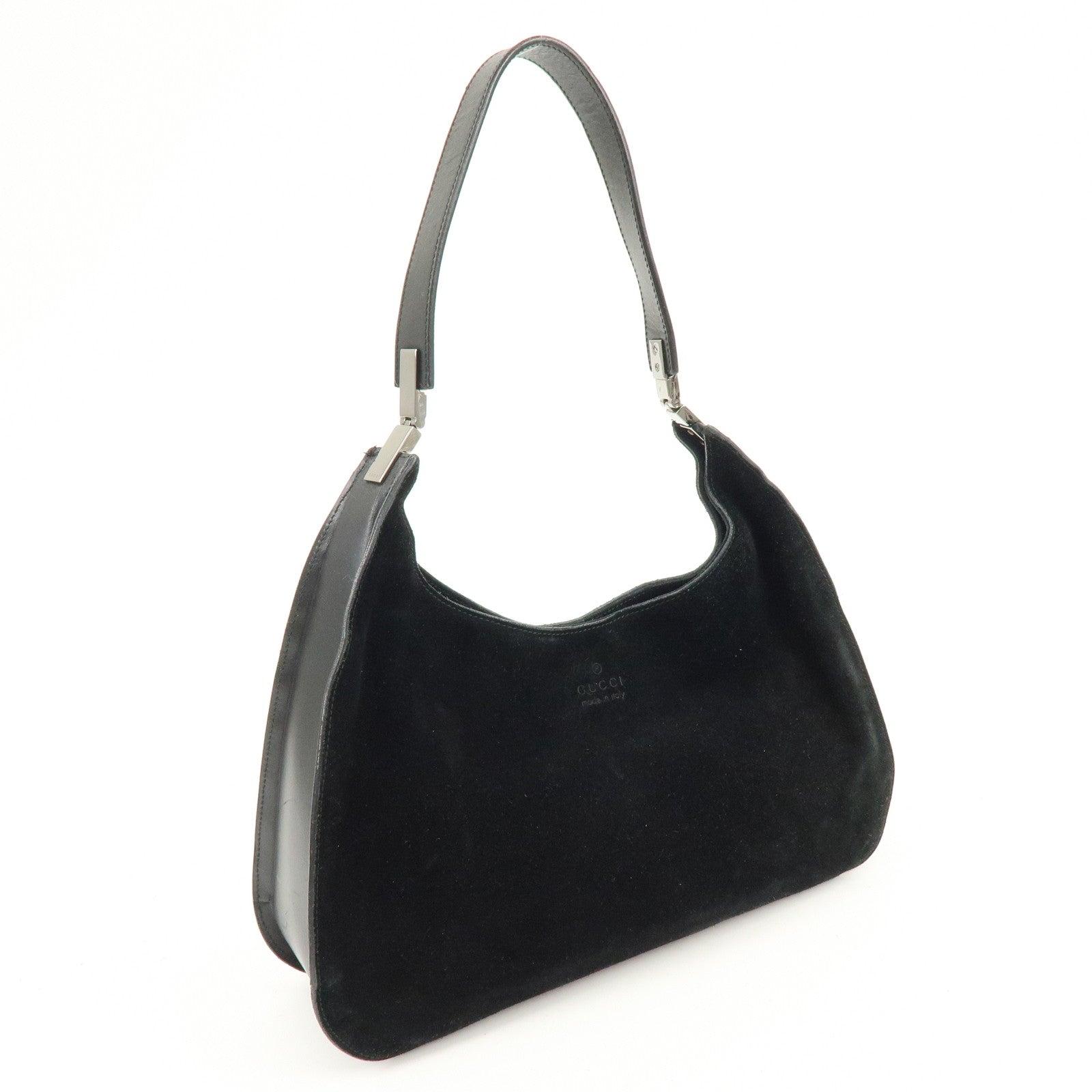 GUCCI Suede Leather Shoulder Bag Hand Bag Black 001・3767