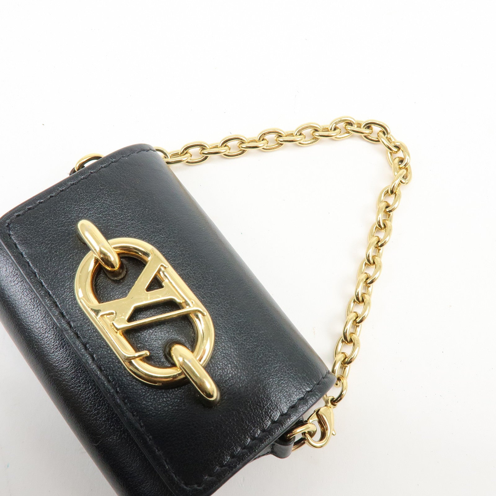 Louis Vuitton Leather Bijou Sac Earphone Case Pouch Noir M00829
