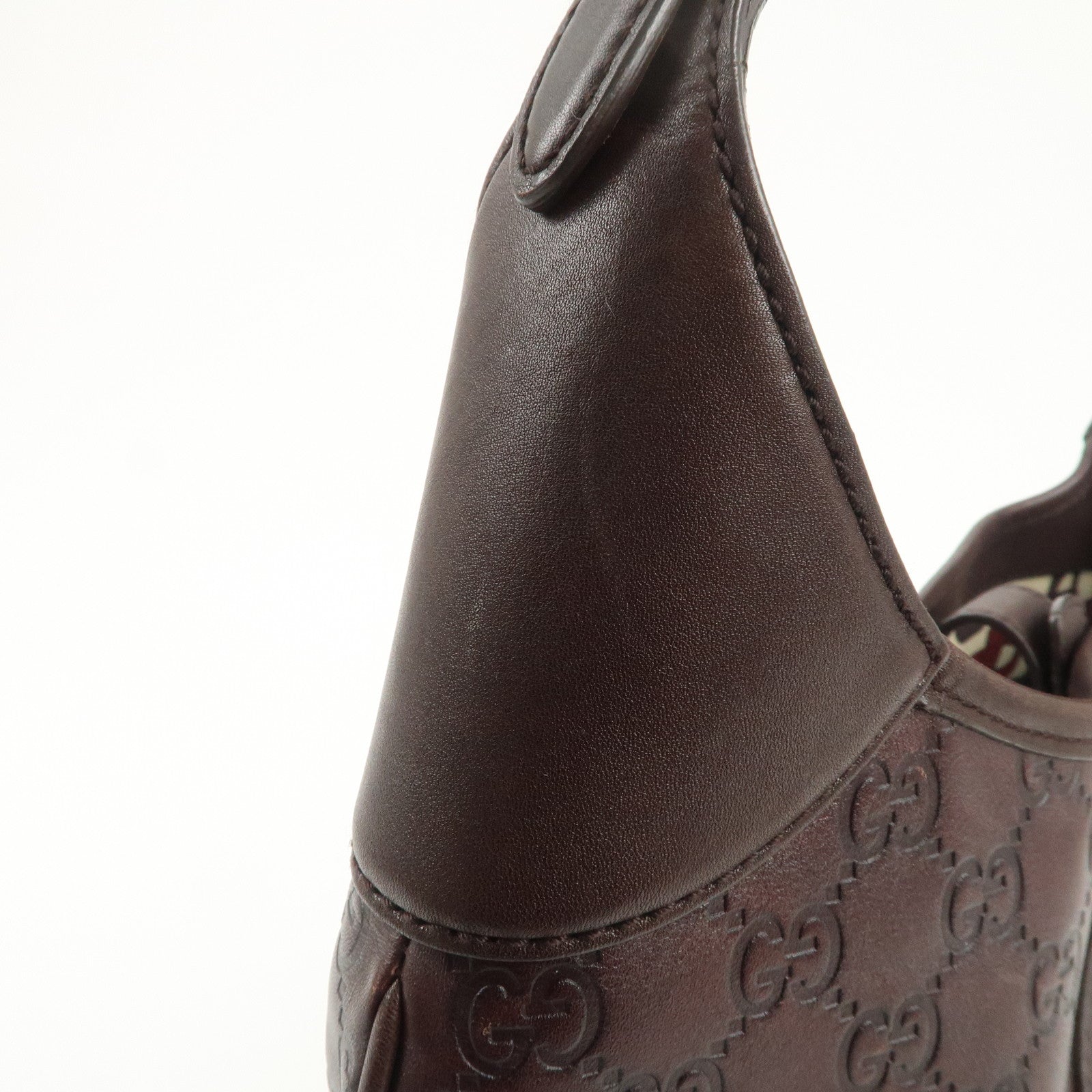 GUCCI Guccissima Leather Shoulder Bag Hand Bag Dark Brown 145781 Used