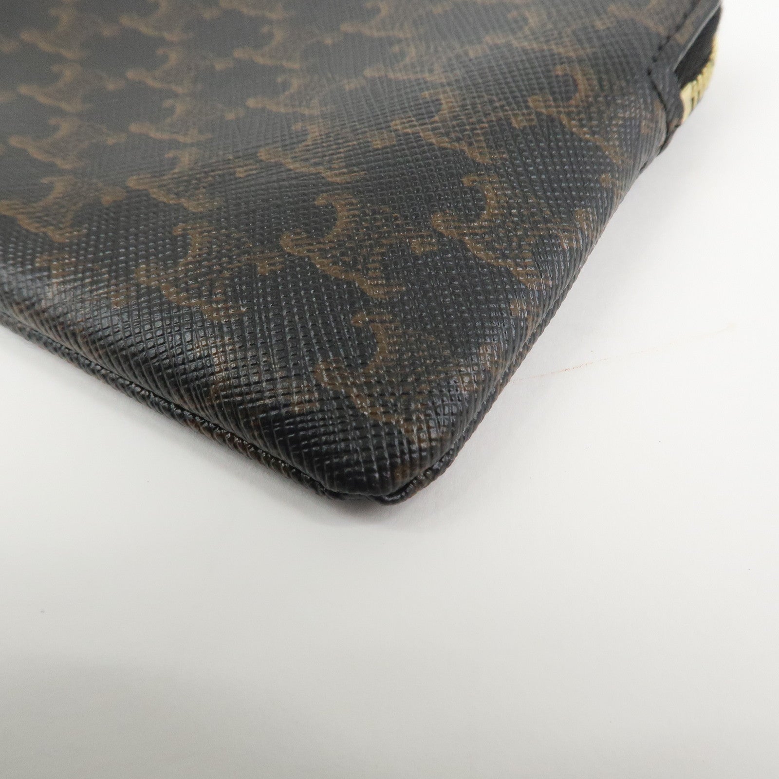 CELINE Triomphe PVC Canvas Cosmetic Pouch Black