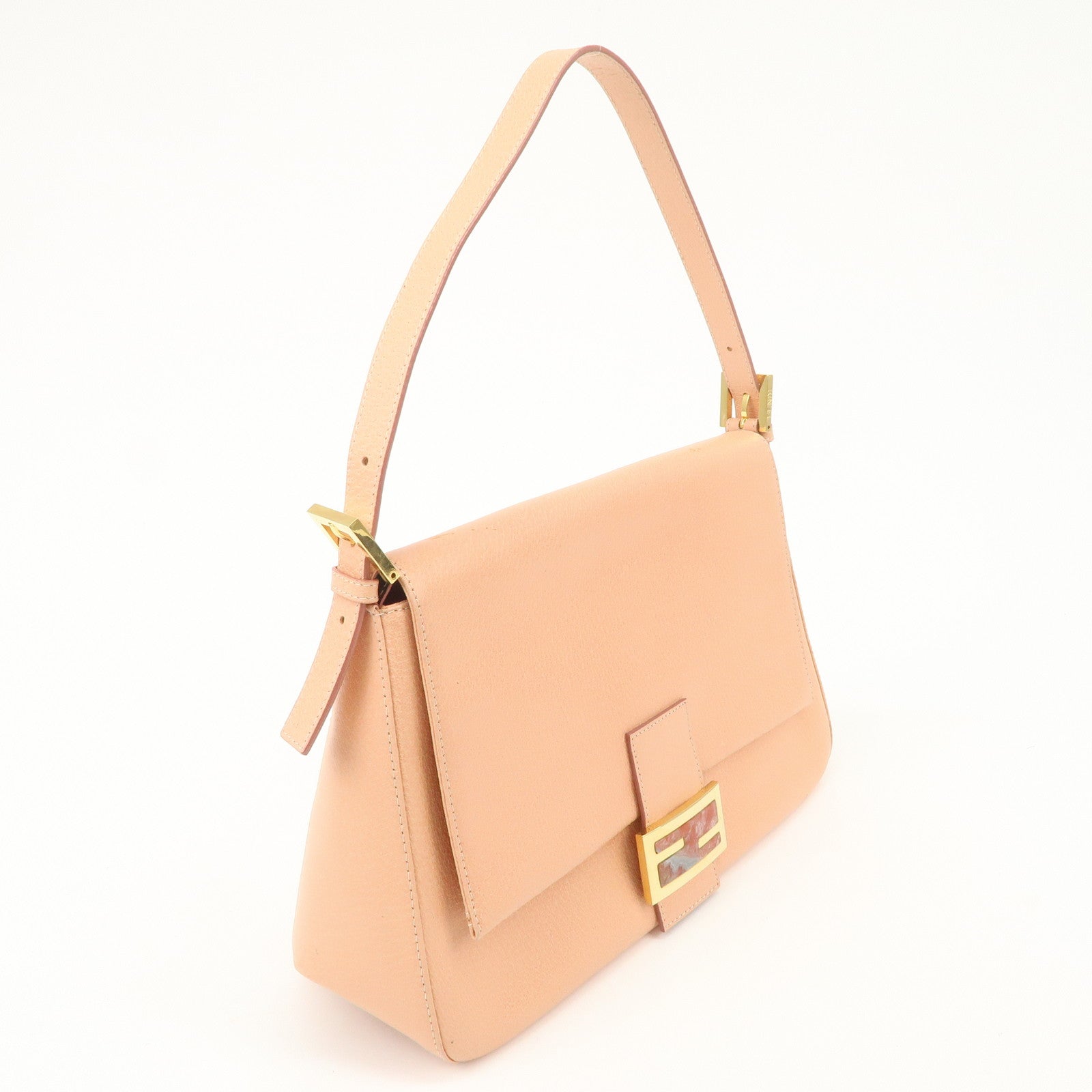 FENDI Mamma Baguette Leather Hand Bag Shoulder Bag Pink 26325