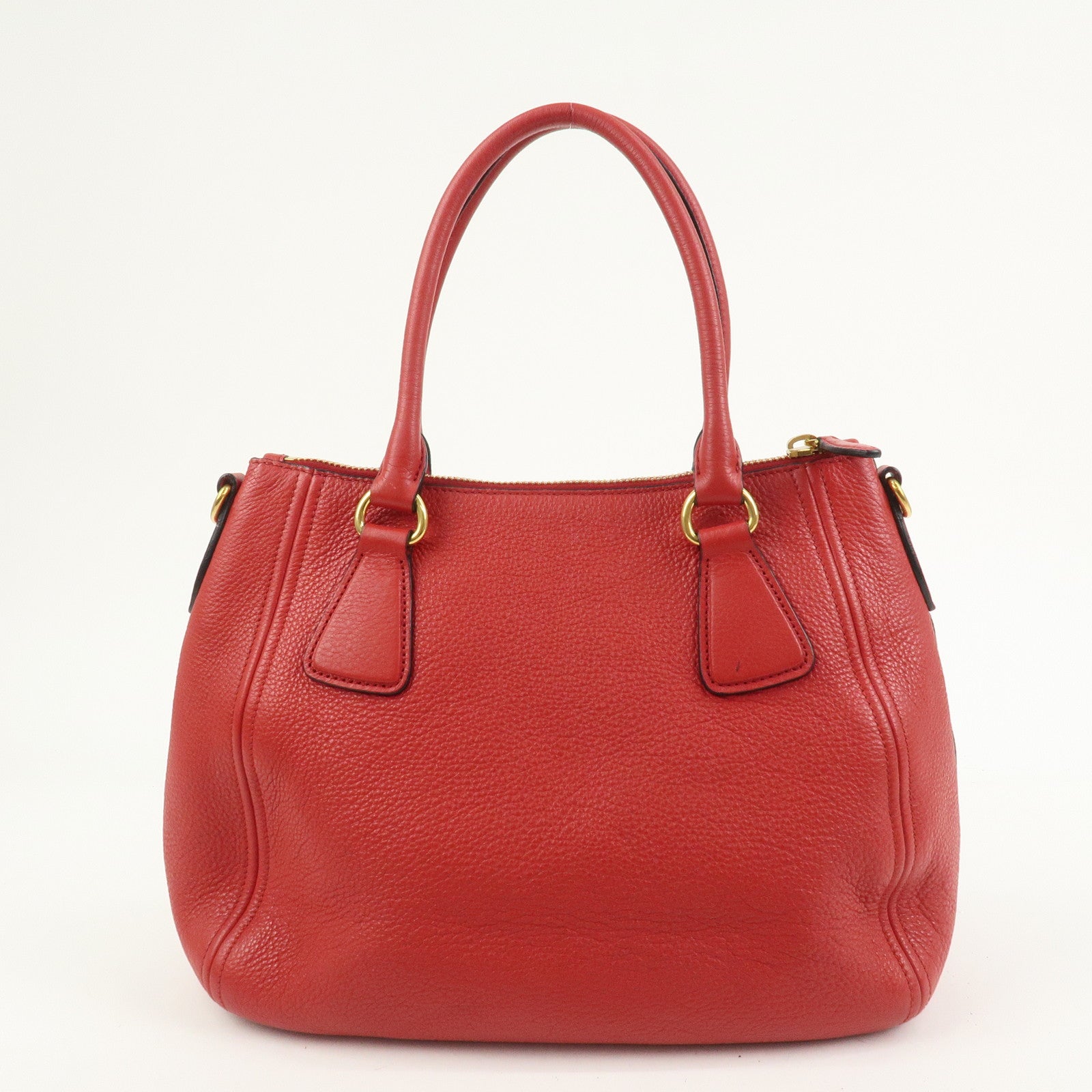 PRADA Logo Leather 2Way Bag Hand Bag Shoulder Bag Red 1BC032