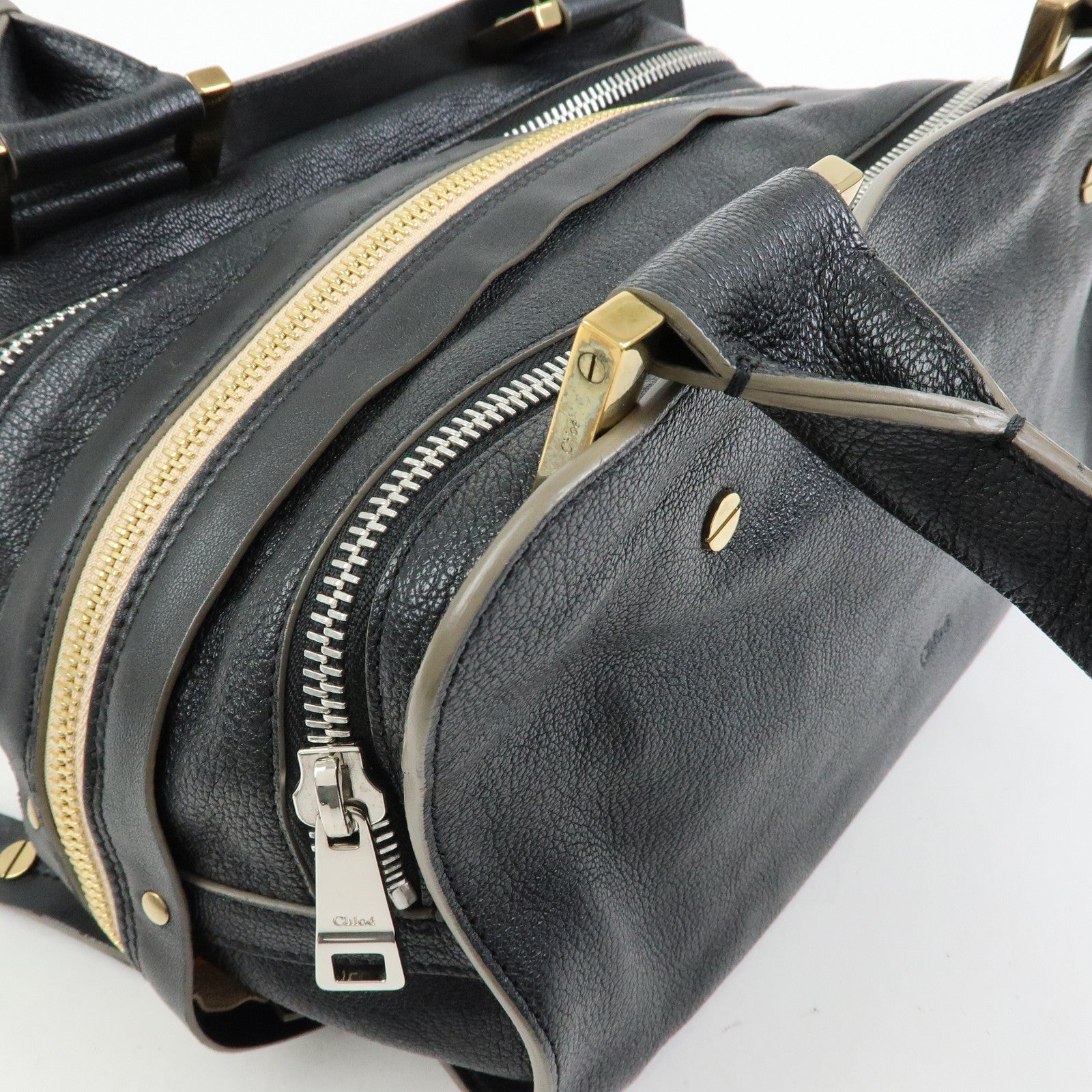 Chloe Dalston Leather Boston Bag Hand Bag Black