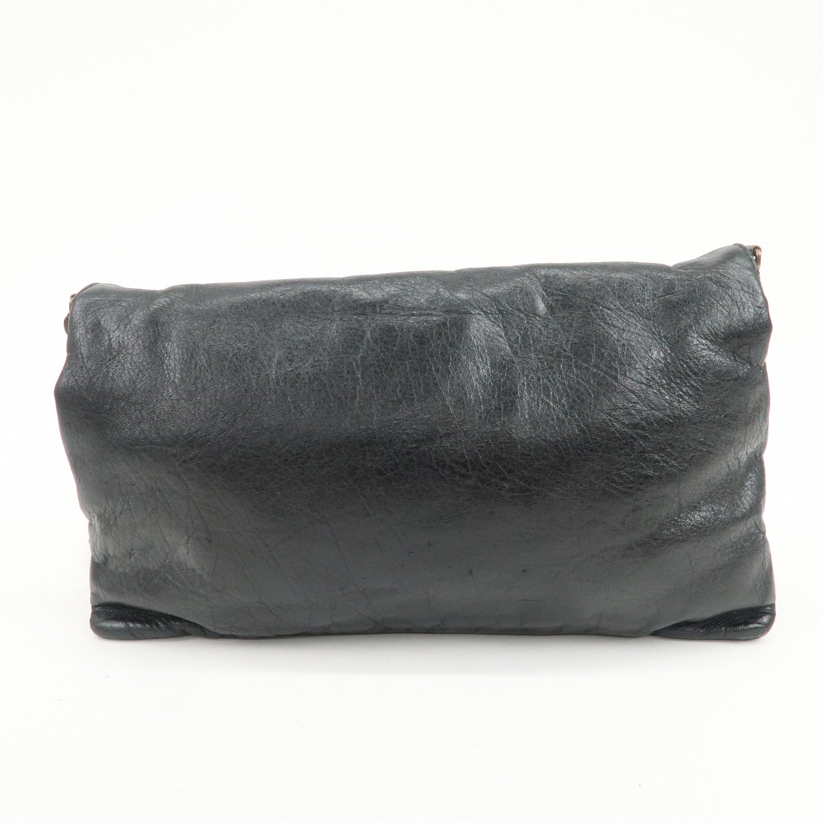 BALENCIAGA Leather Classic Envelope Shoulder Bag Black 319376