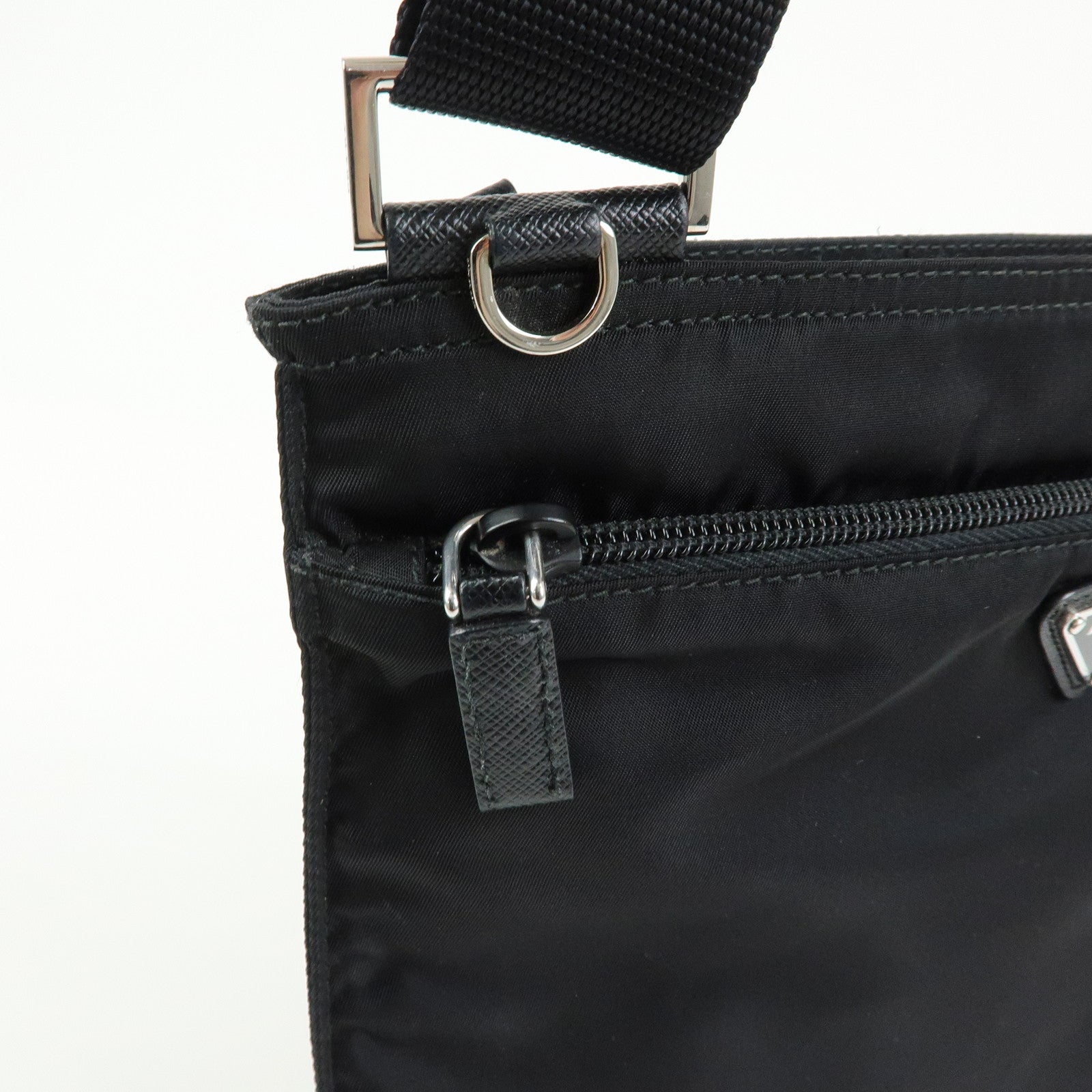 PRADA Triangle Logo Nylon Shoulder Bag Crossbody Bag Black 1BH978
