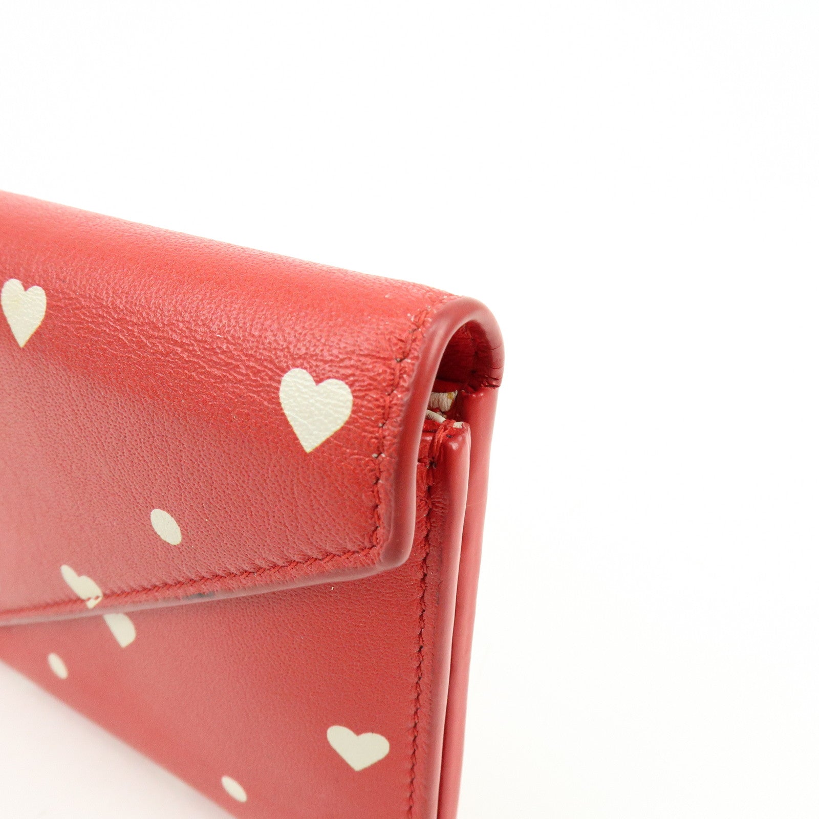 BALENCIAGA The Papier Leather Long Wallet Heart Dots Red 499207
