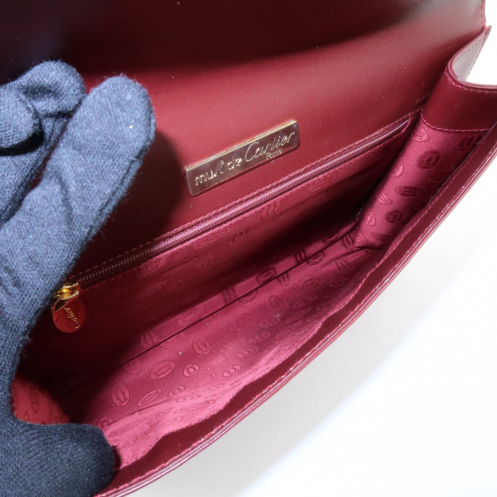 Cartier Must de Cartier Leather Clutch Bag Flat Pouch Bordeaux
