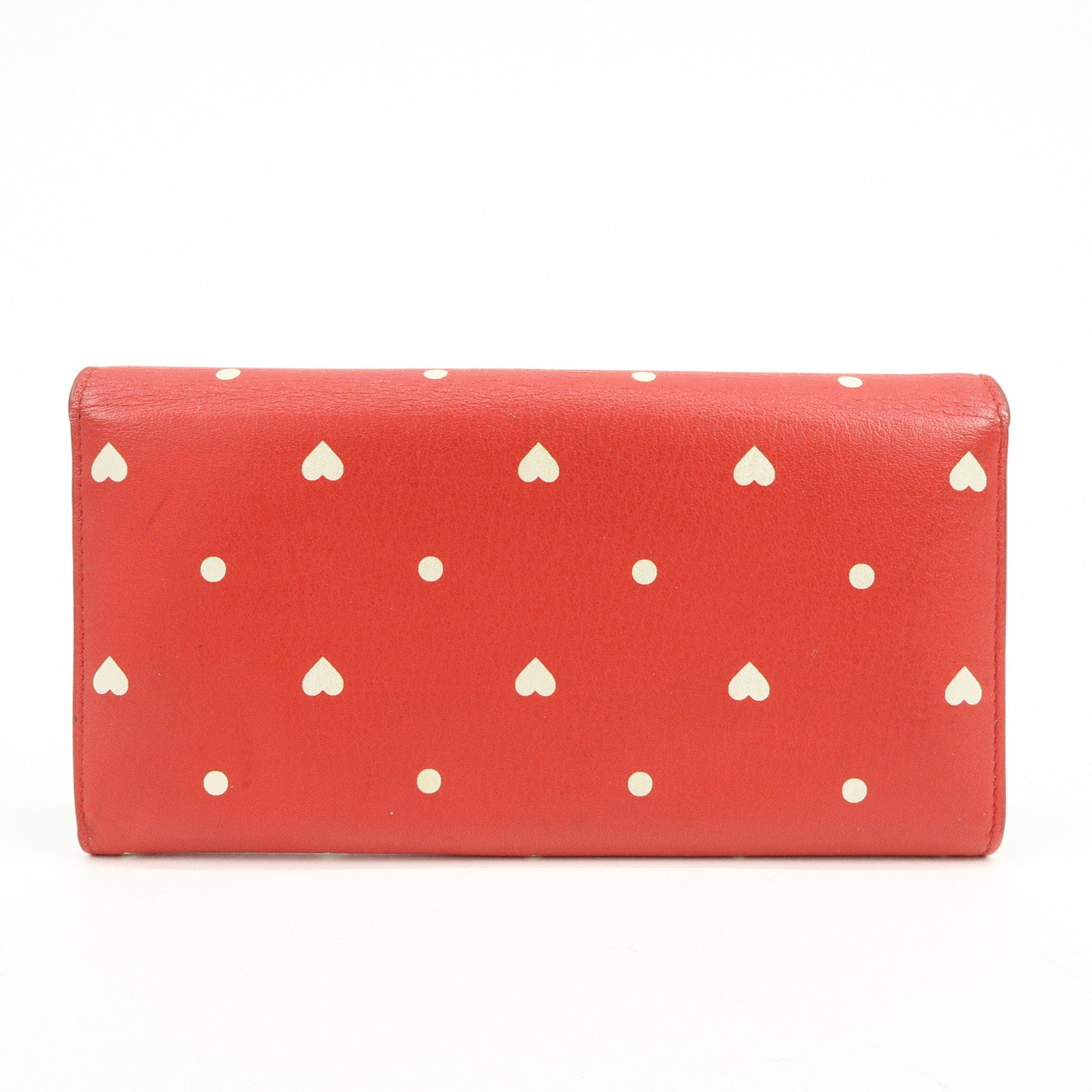 BALENCIAGA The Papier Leather Long Wallet Heart Dots Red 499207