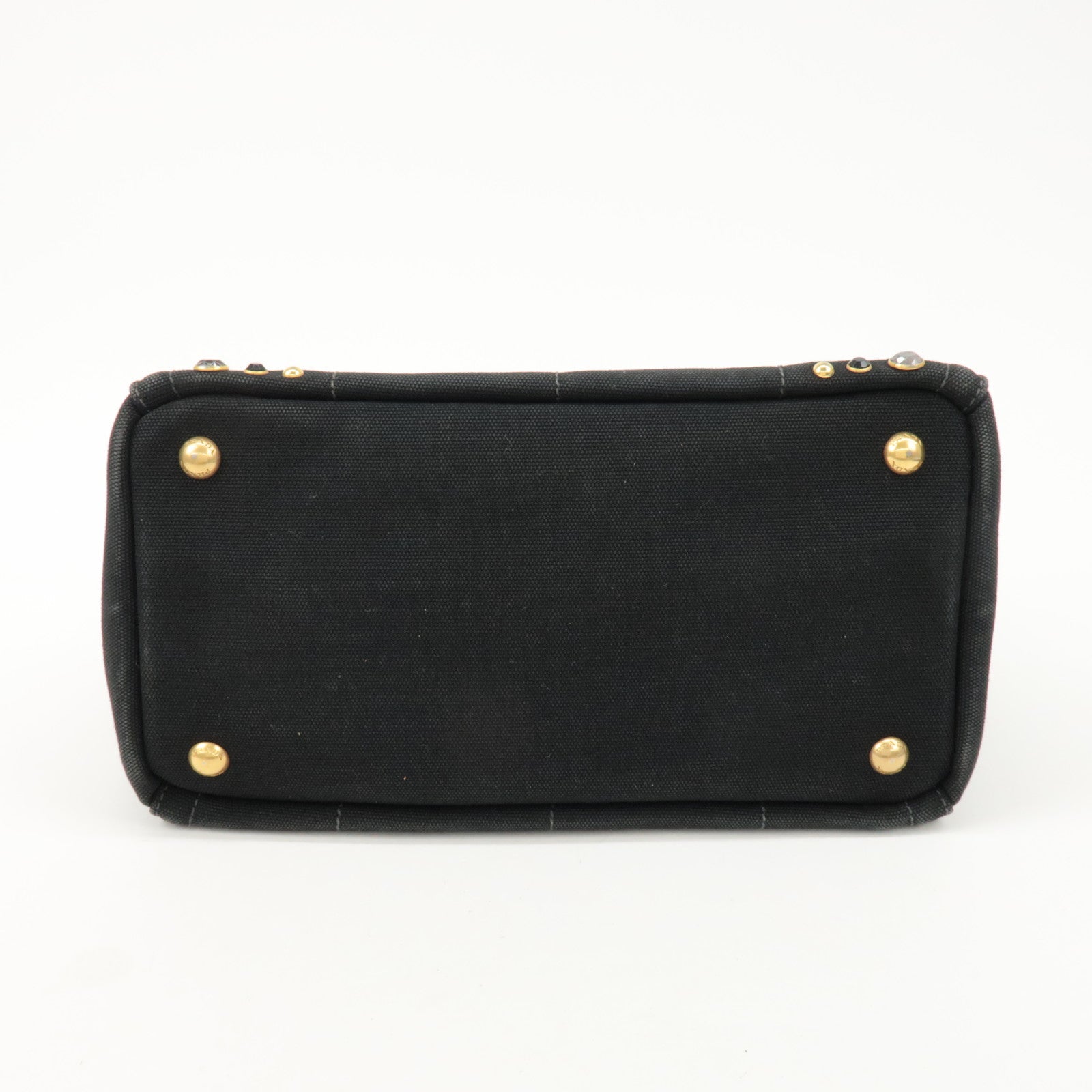 PRADA Logo Canapa Mini Canvas Bijoux 2Way Bag Hand Bag Black 1BG439 Used