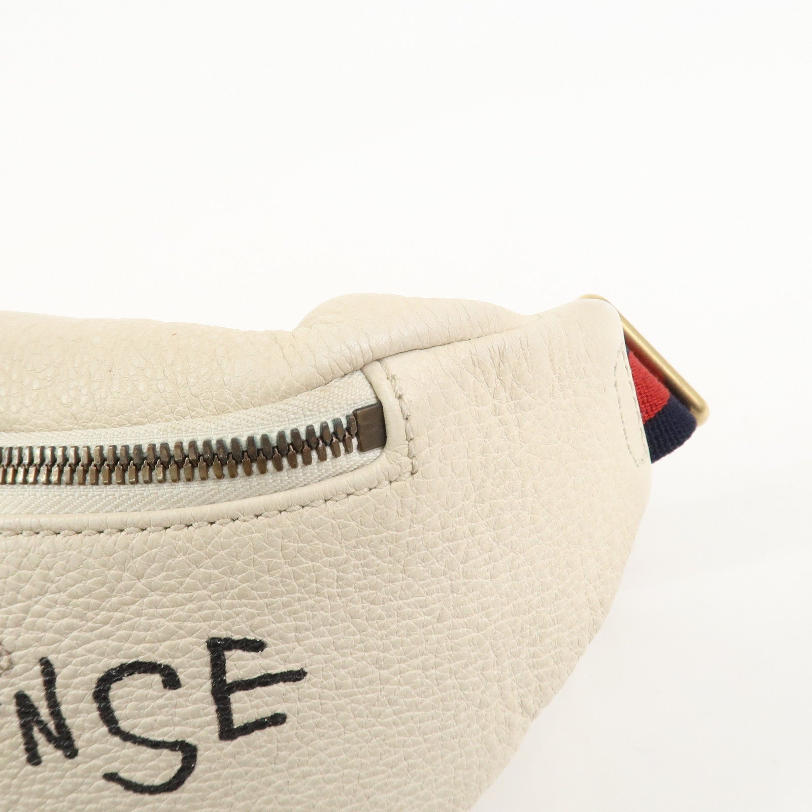 GUCCI Sherry Leather Canvas Waist Bag Ivory 493869